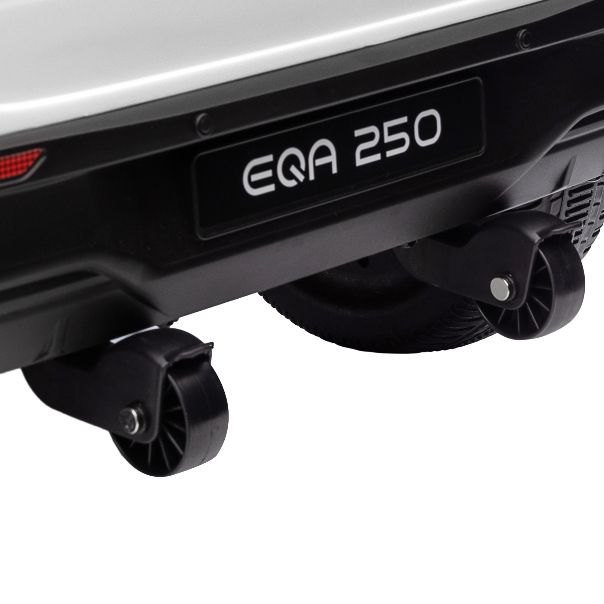 Elektro Kinderauto, lizenzierter Mercedes-Benz EQA, 3-8 km/h, Musik, Scheinwerfer, Hupe, Fernsteuerung, weiß