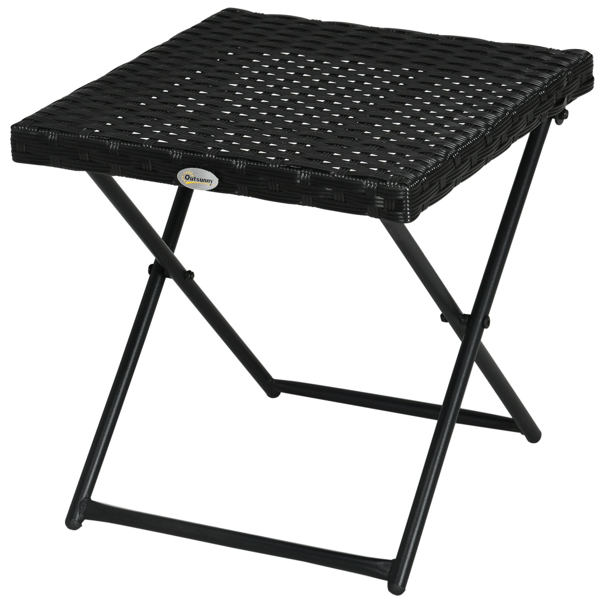 Polyrattan Balkontisch, klappbar, Stahlrahmen, pflegeleicht, 40x40x40 cm, Schwarz