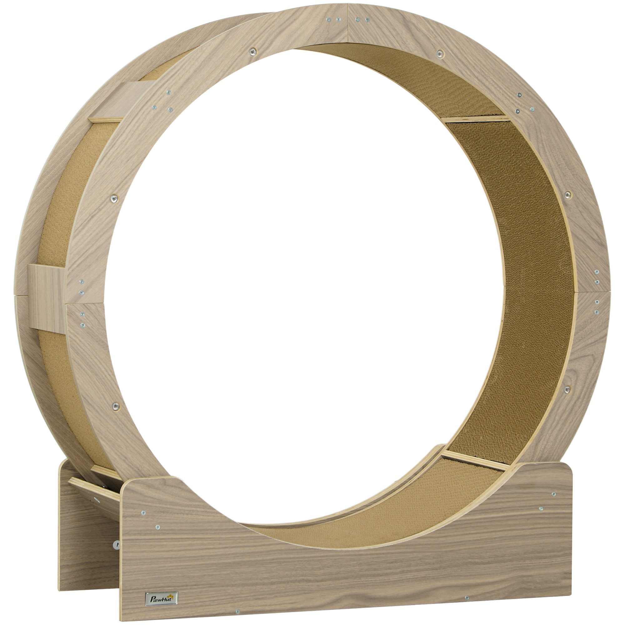 Katzenlaufrad, Laufrad für Katzen, 91 cm, mit Bremse, Kratzmatte, Katzenrad für gesunde Bewegung, Walnuss
