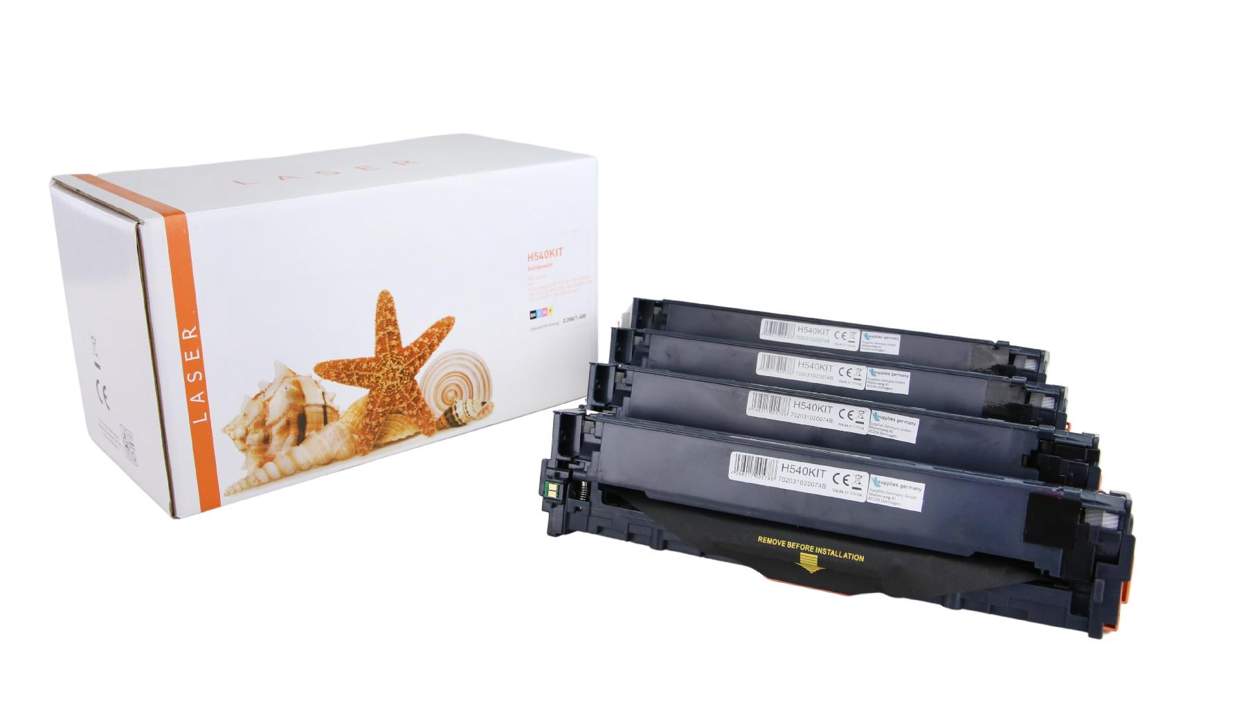 CB540KIT alternativ Toner Rainbowkit für HP / CB540 / BK2.200 / CMY1.400 Seiten