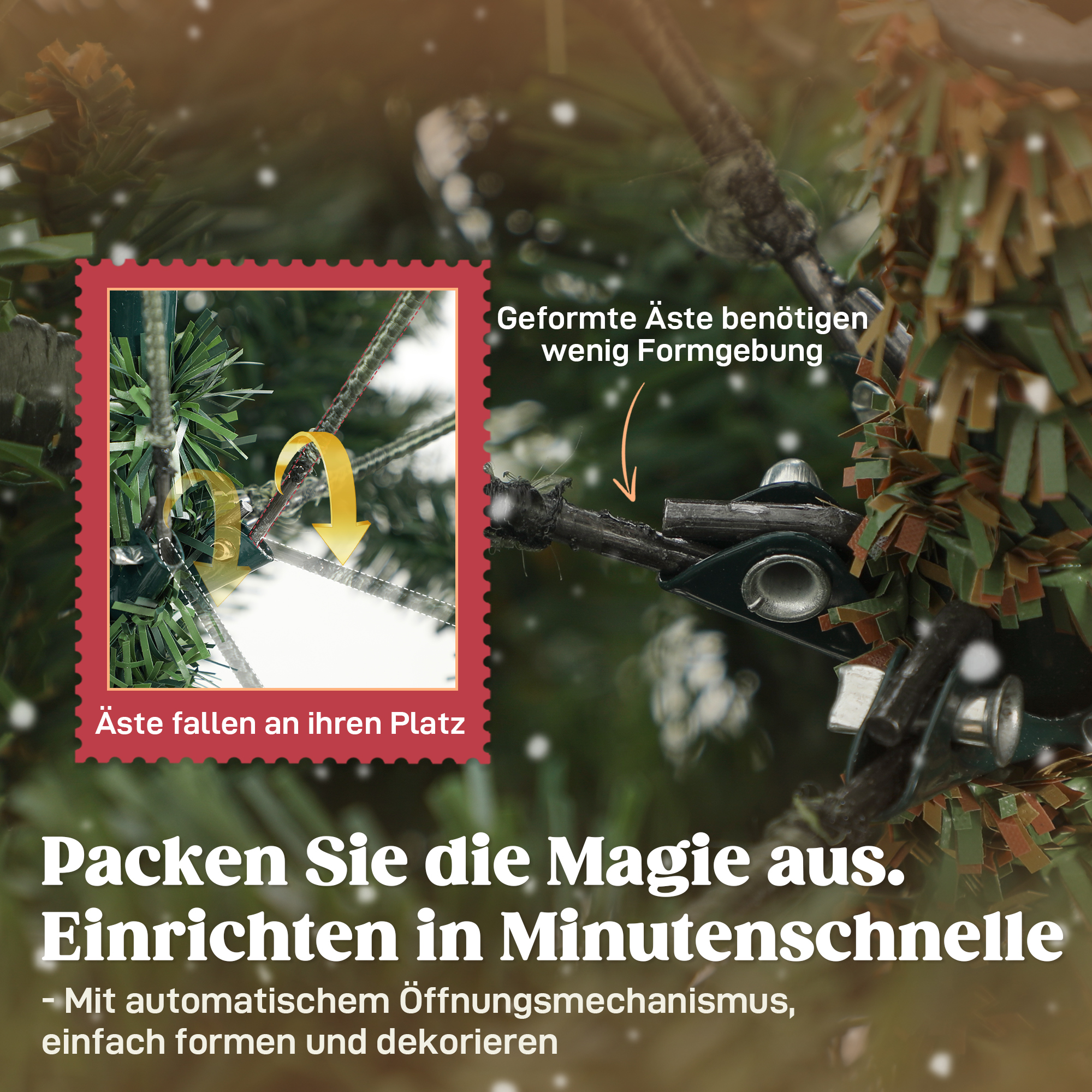 Künstlicher Weihnachtsbaum mit realistischen Zweigen, Kunst-Tannenbaum, Metallständer, leichte Montage, Grün