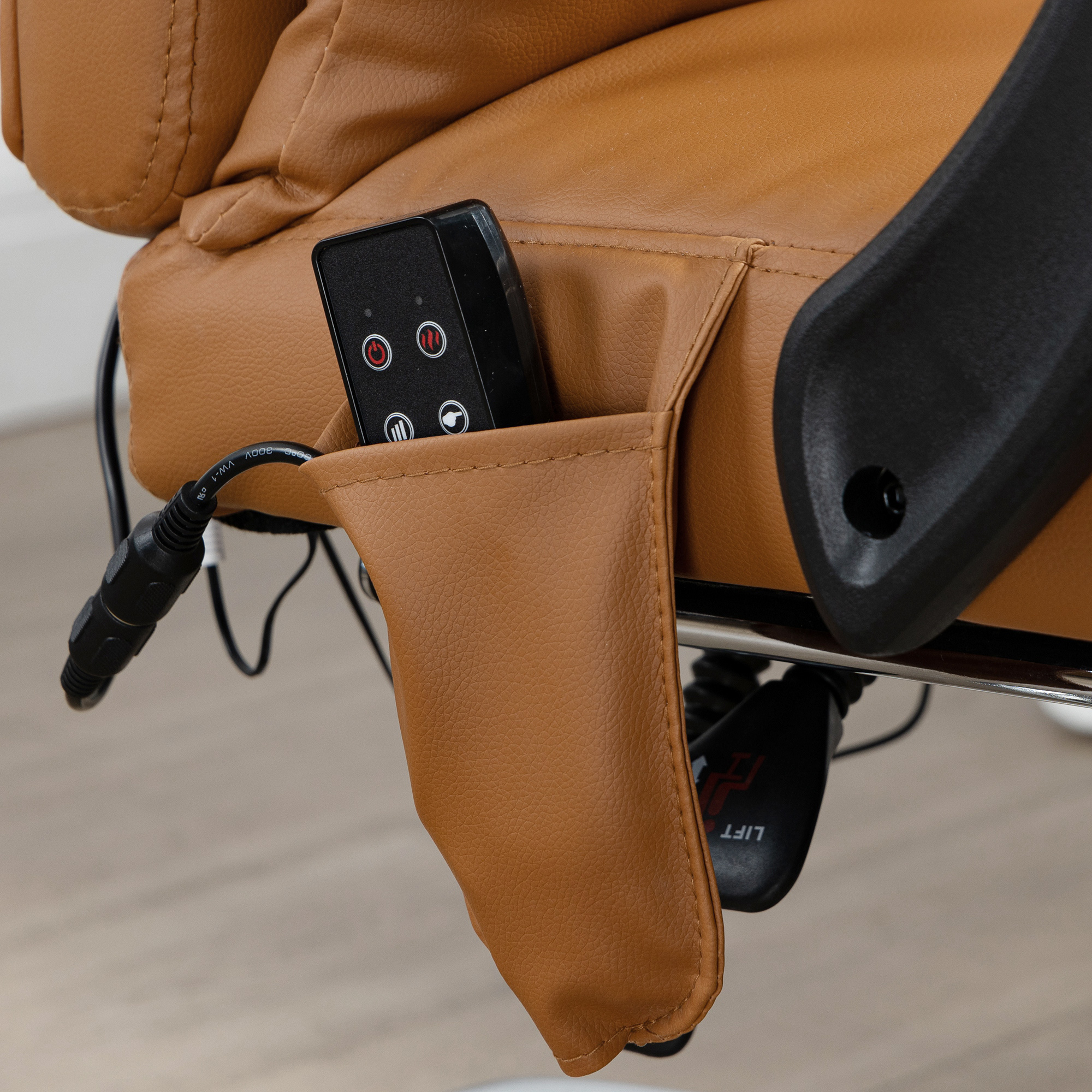 Bürostuhl mit Massagefunktion, ergonomisch, 66x67x114-122cm, Hellbraun