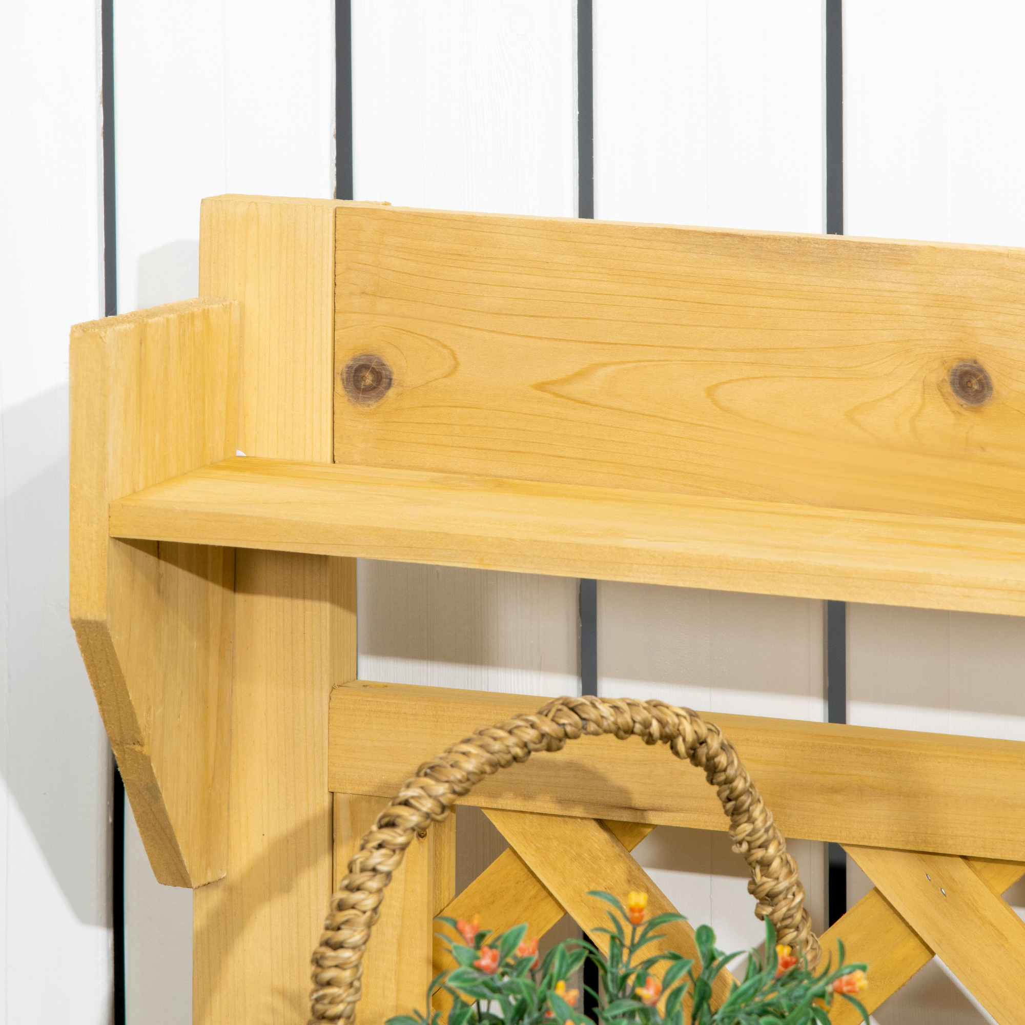 Garten-Arbeitstisch, integriertes Edelstahl-Spülbecken, 2 Ablagen, Massivholz, braun, 92 x 45 x 120 cm