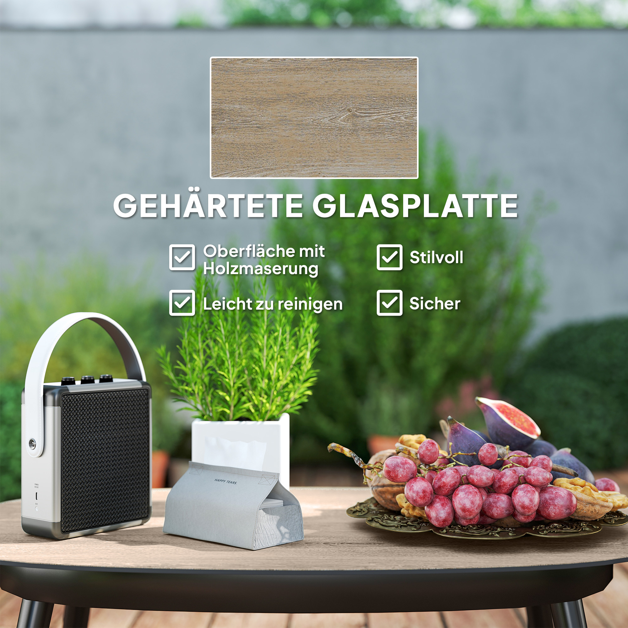 Gartenmöbel Set aus Polyrattan Lounge-Set mit 2er Sofa Sessel Glastisch Kissen für 4 Personen Dunkelgrau+Gelb