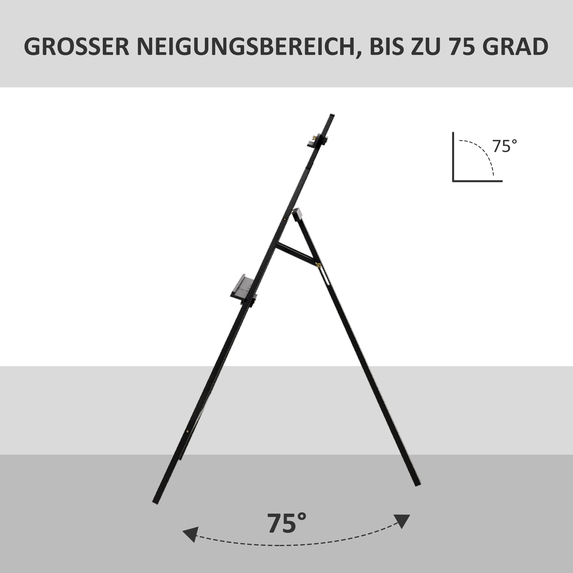 Staffelei Holz 134,5 cm hoch Holzstaffelei für Leinwände bis 108 cm Feldstaffelei Atelierstaffelei für Malerei, Skizze, Hochzeit, Ausstellung Schwarz