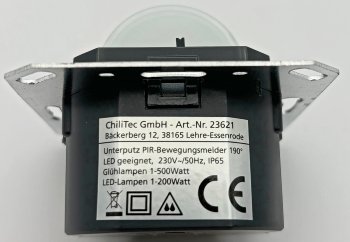 Unterputz PIR Bewegungsmelder 190° IP65 / 2 & 3 - Draht Technik, anthrazit