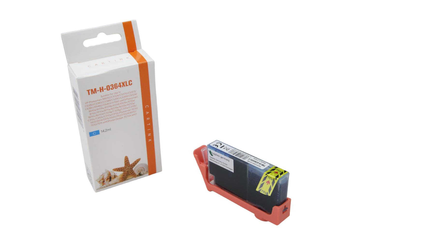 364C alternativ Seestern Tinte Cyan für HP / CB323EE / 14,2ml / mit Chip