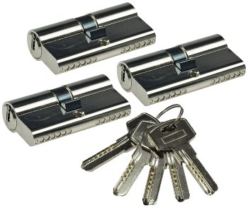 Schließzylinder-Set 3x 60mm (30+30mm), Profil-Zylinder, 5 Sicherheits-Schlüssel