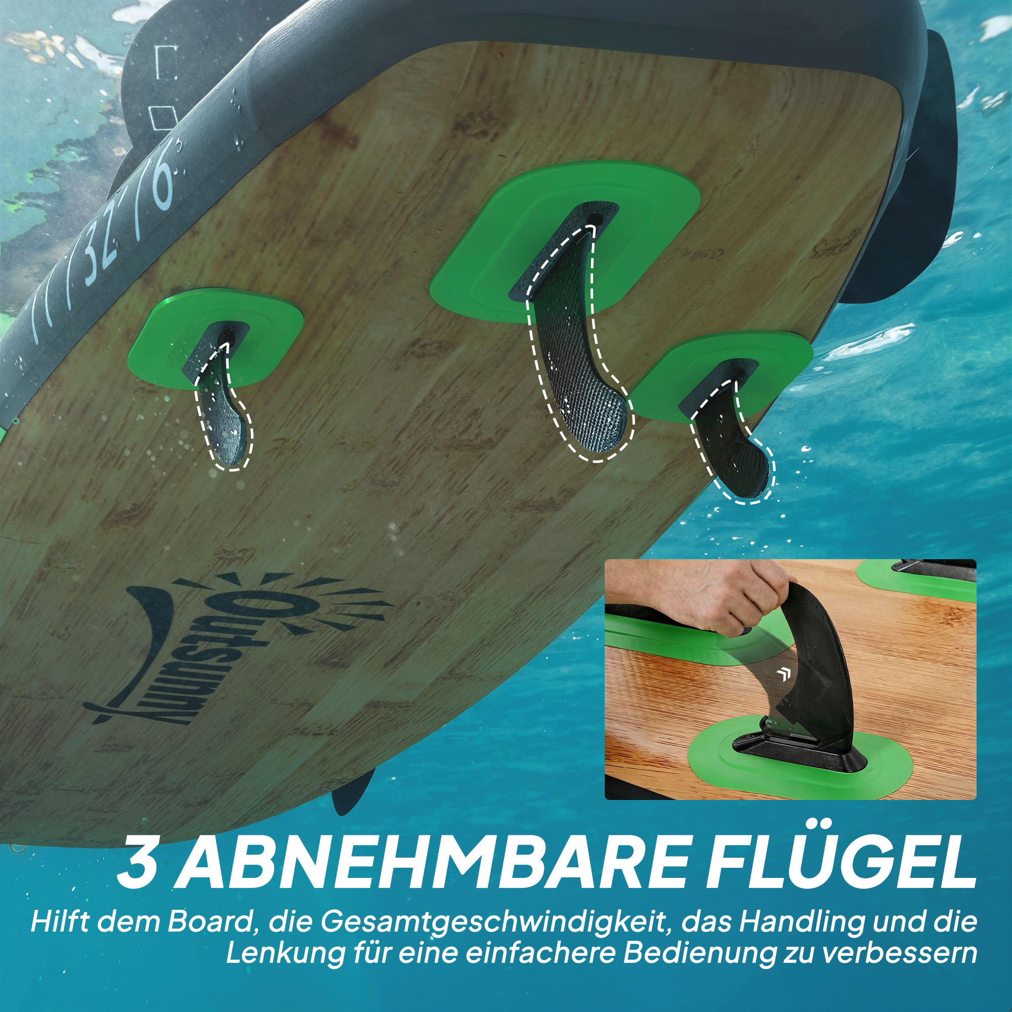 Stand Up Paddling Board Set Aufblasbar 335cm SUP Board mit Kajak Sitz, Verstellbares Doppel-Paddel Fußschlaufe