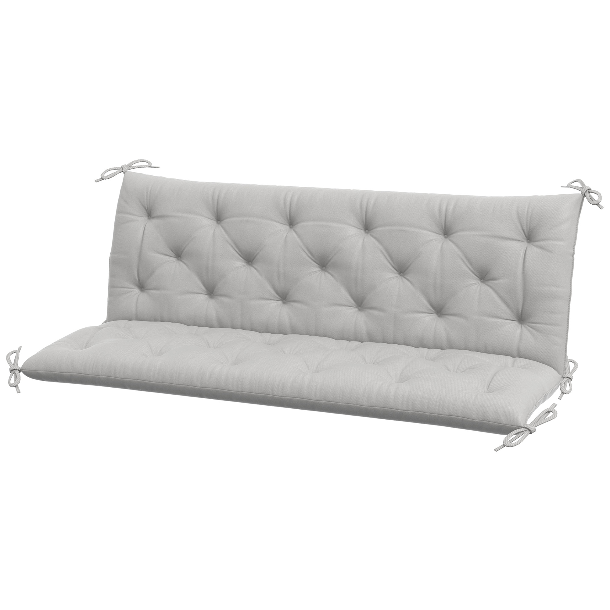 3 Sitzer Bankauflage 150x98x8 cm Bankkissen mit Bändern, Bankpolster für Gartenmöbel Hollywoodschaukel, Hellgrau