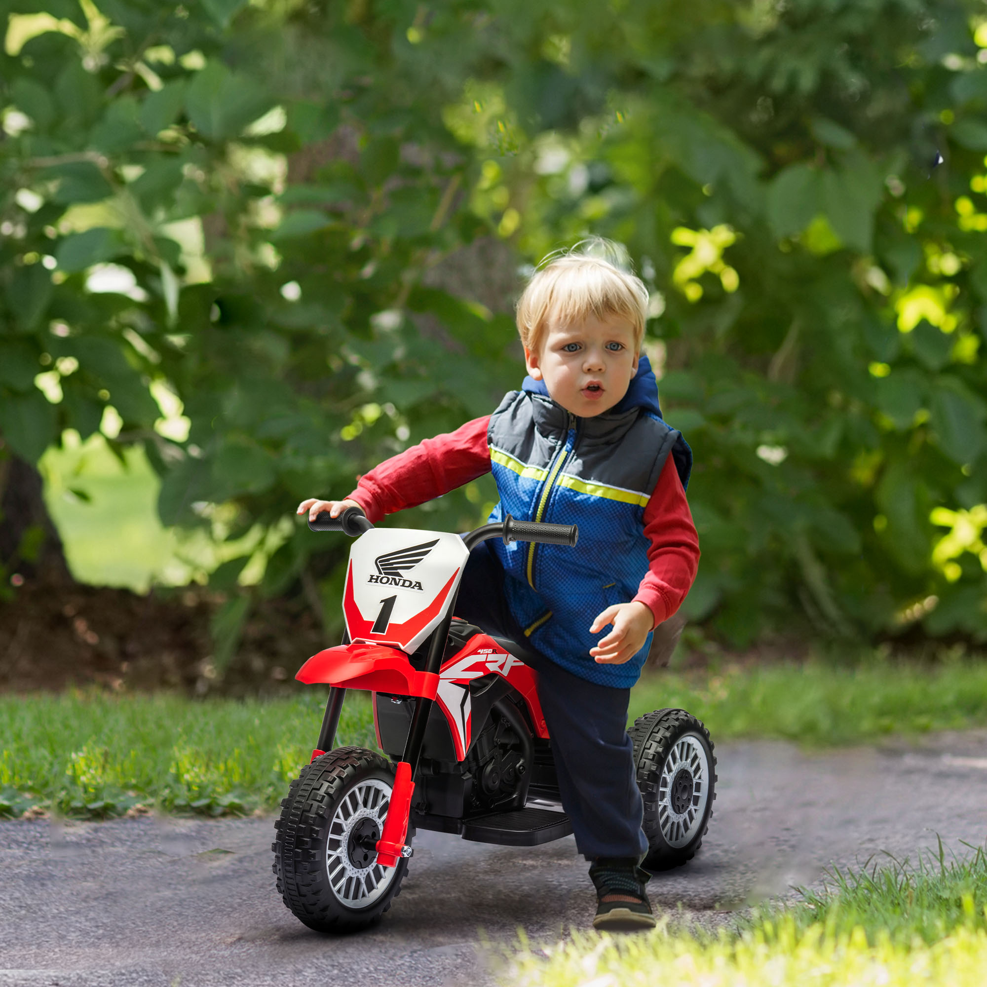 Elektro Kindermotorrad Honda, 3 km/h, Soundeffekte, für 18-36 Monate, Rot