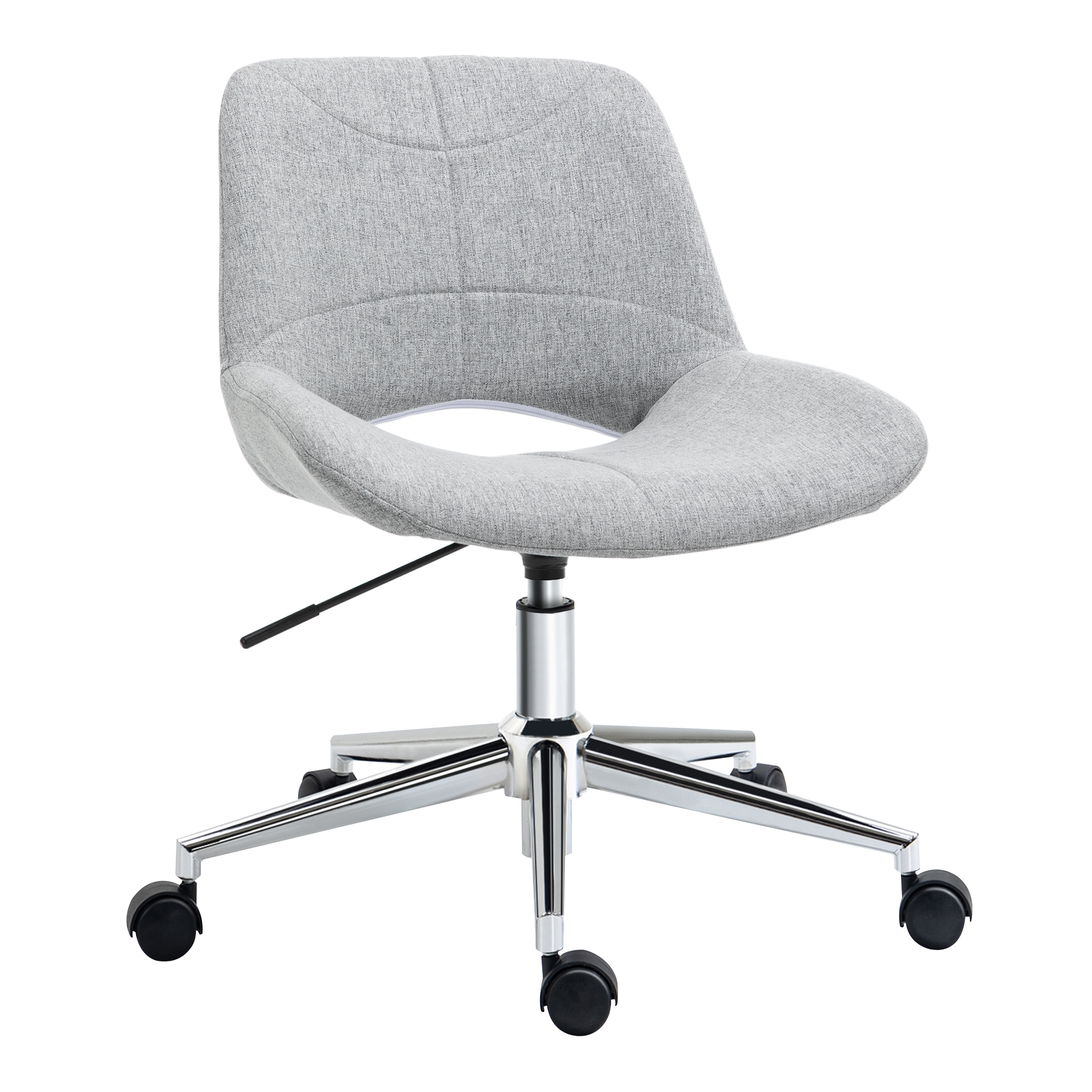 Bürostuhl, höhenverstellbar, um 360° drehbar, bis 110 kg, Metallrahmen, hellgrau, 49 x 56,5 x 73-82,5 cm