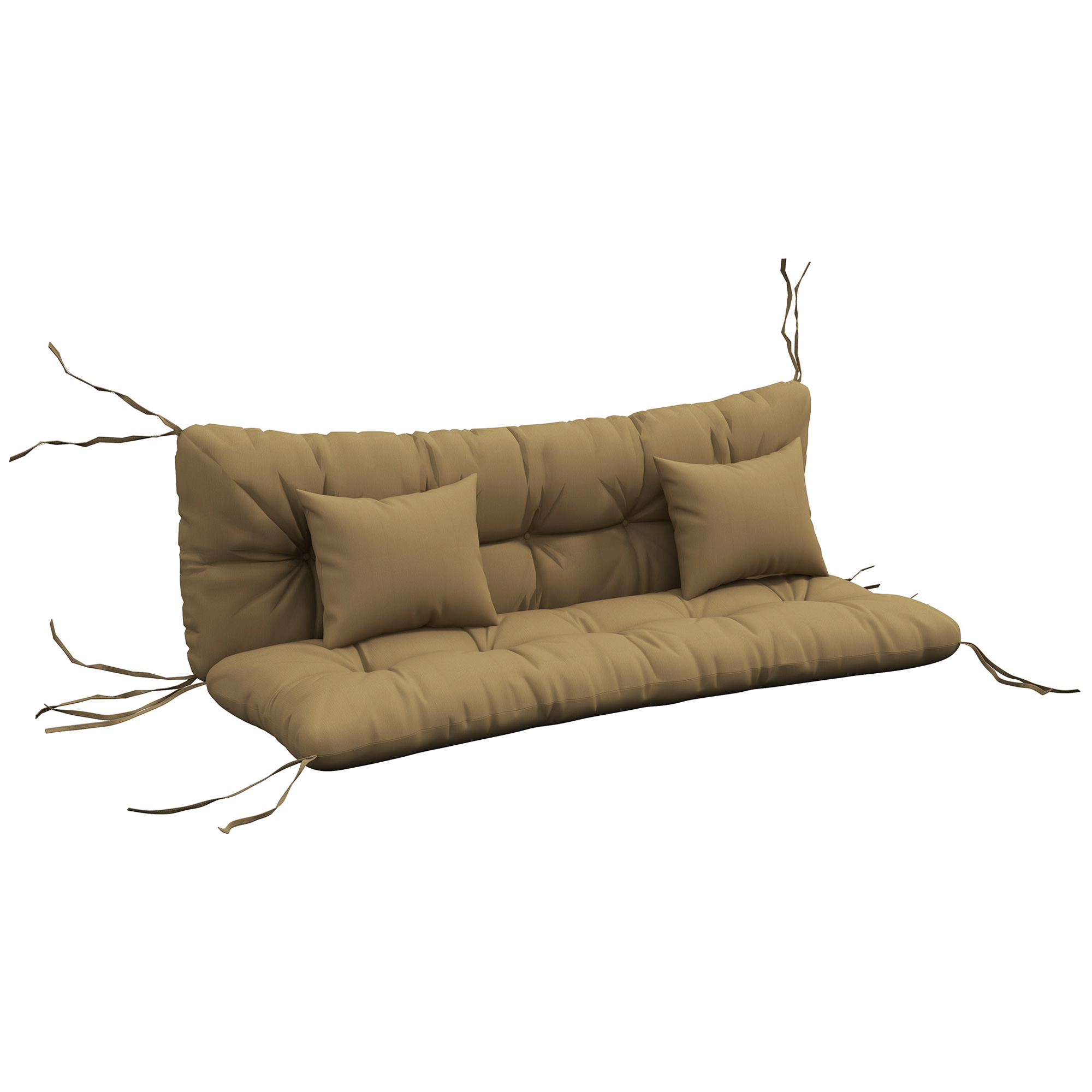 4er-Set Sitzkissen, 150x50 cm wasserabweisend Stuhlkissen mit Bindebänder, 10cm dick Bräune