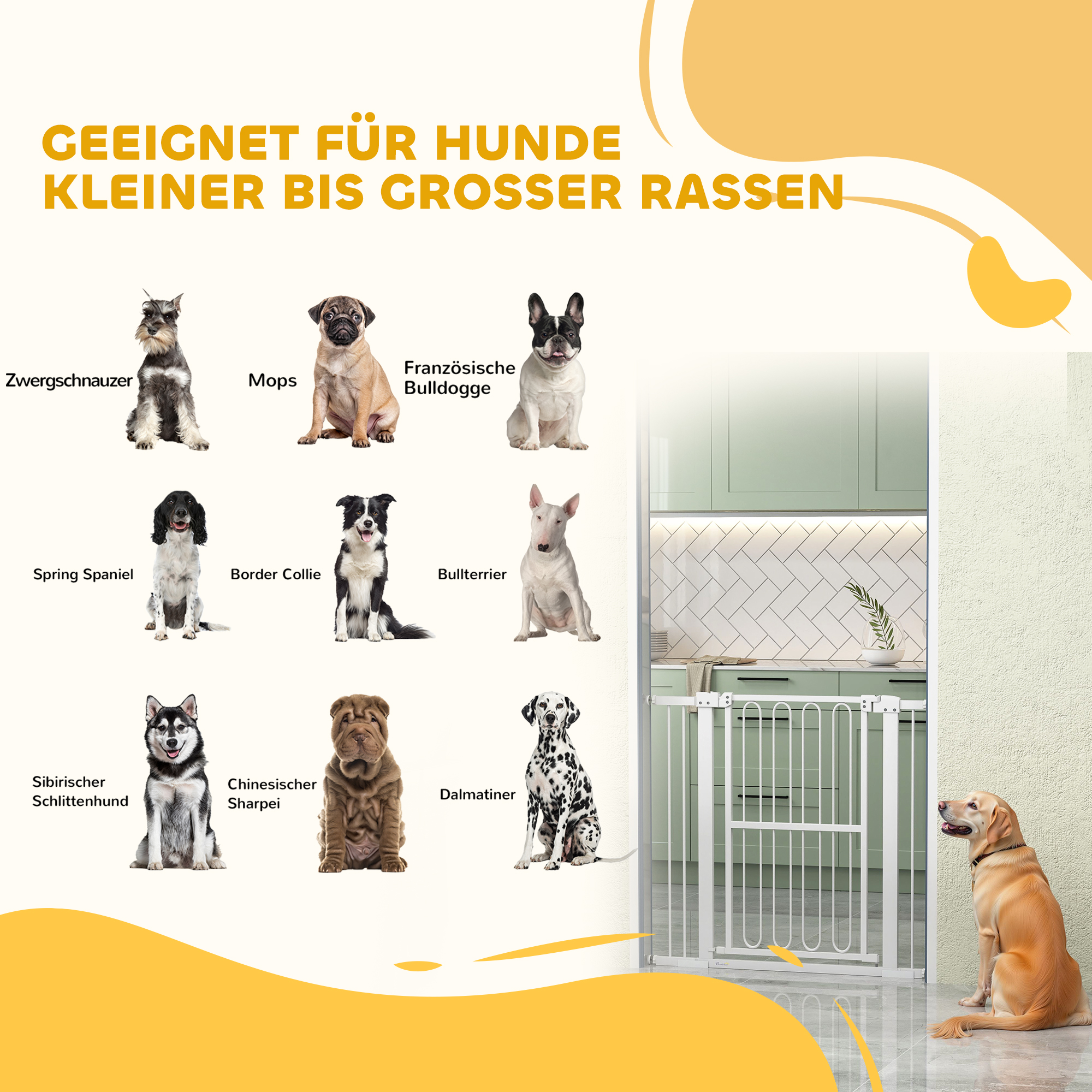 Türschutzgitter Hund, 76-104 cm Absperrgitter ohne Bohren, Treppengitter