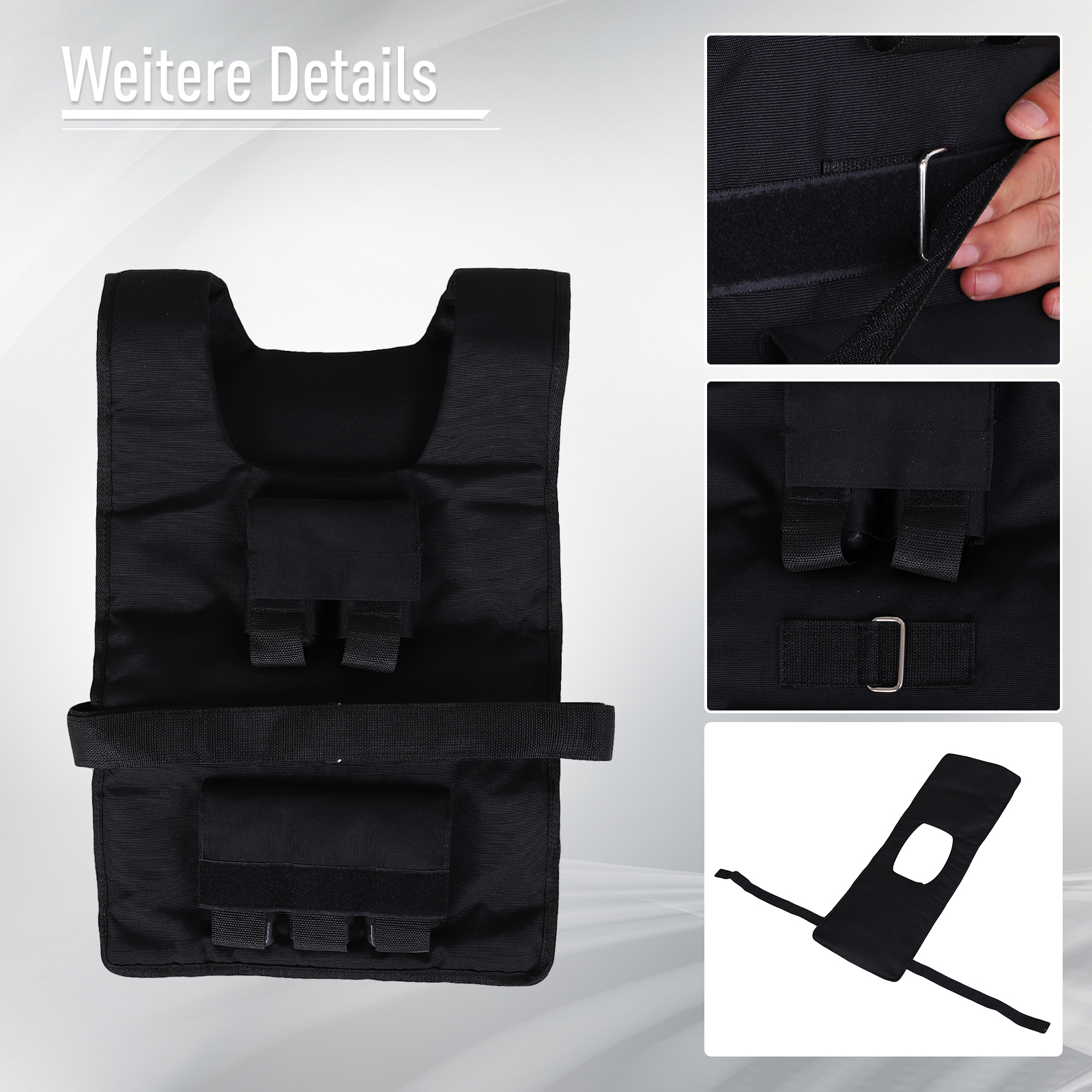 Gewichtsweste 15 KG / 20 KG / 30 KG verstellbare Trainingsweste mit herausnehmenbar Gewichten Laufweste Damen Herren für Muskelaufbau Krafttraining, Laufen, Fitness, Cross Training