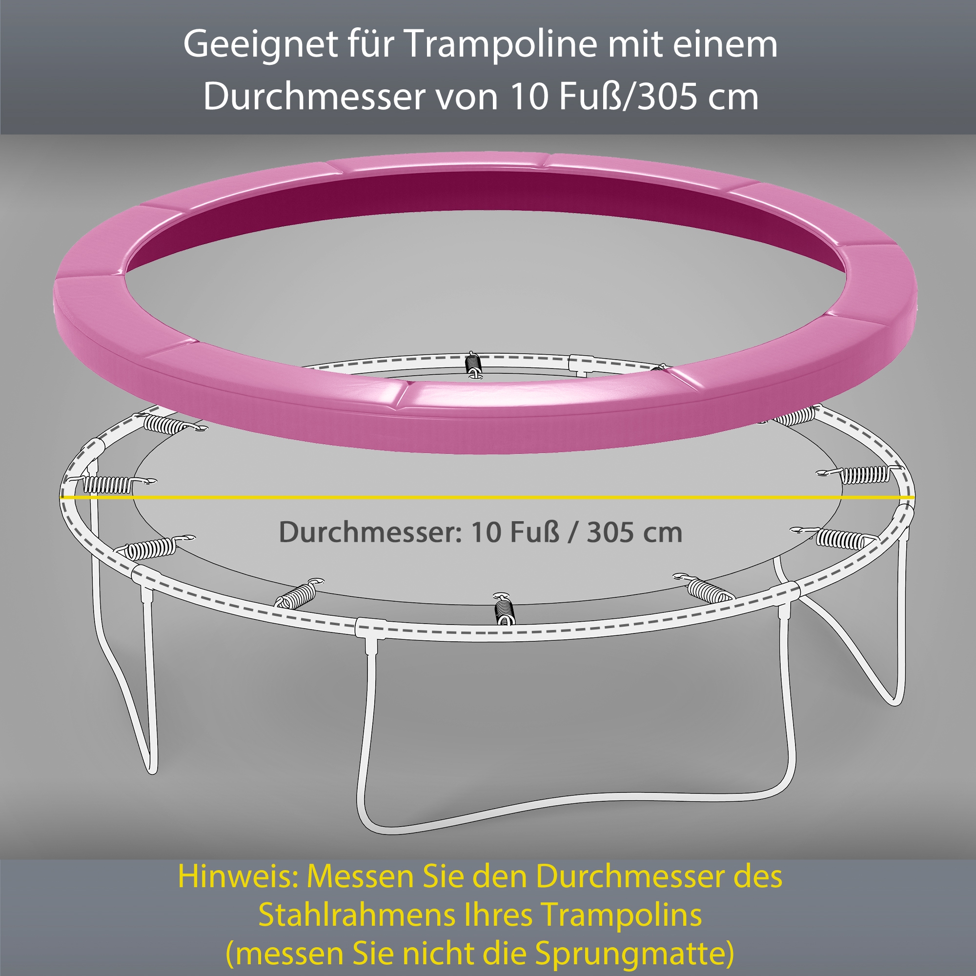 Ersatz-Randabdeckung für Trampoline, wasserfest, reißfest, Ø305 cm, Rosa