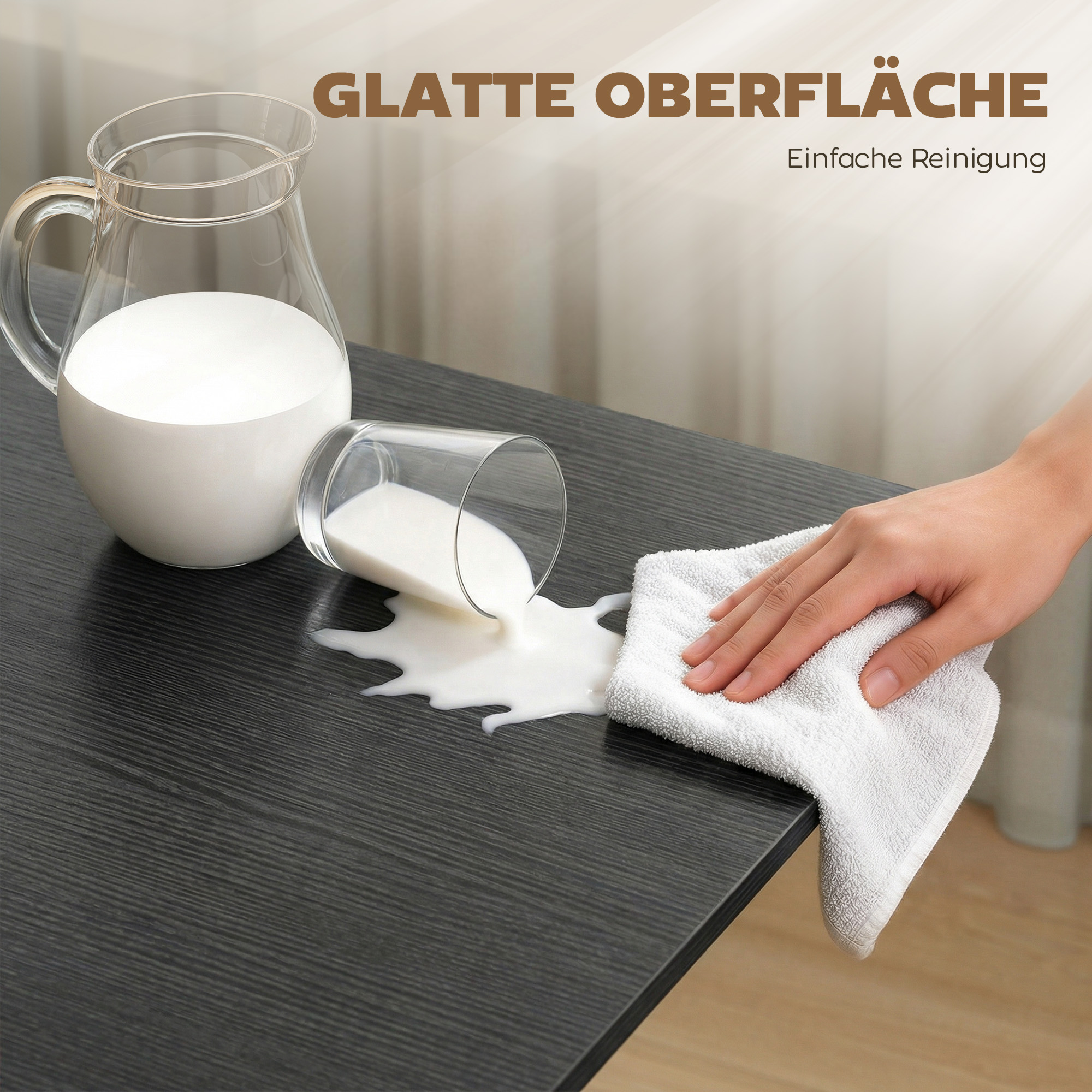 Esstisch Klappbar Küchentisch für 4-6 Personen mit 6 Rollen Mobiler Klapptisch für Kleine Räume 120x80x73 cm Schwarz