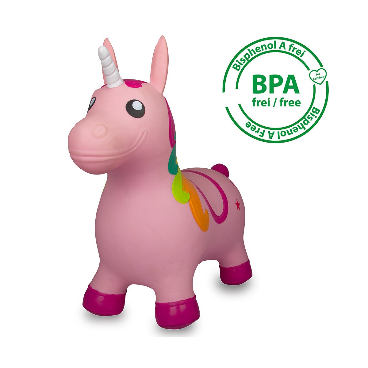Hüpftier Einhorn HoppyDoo bunt mit Pumpe