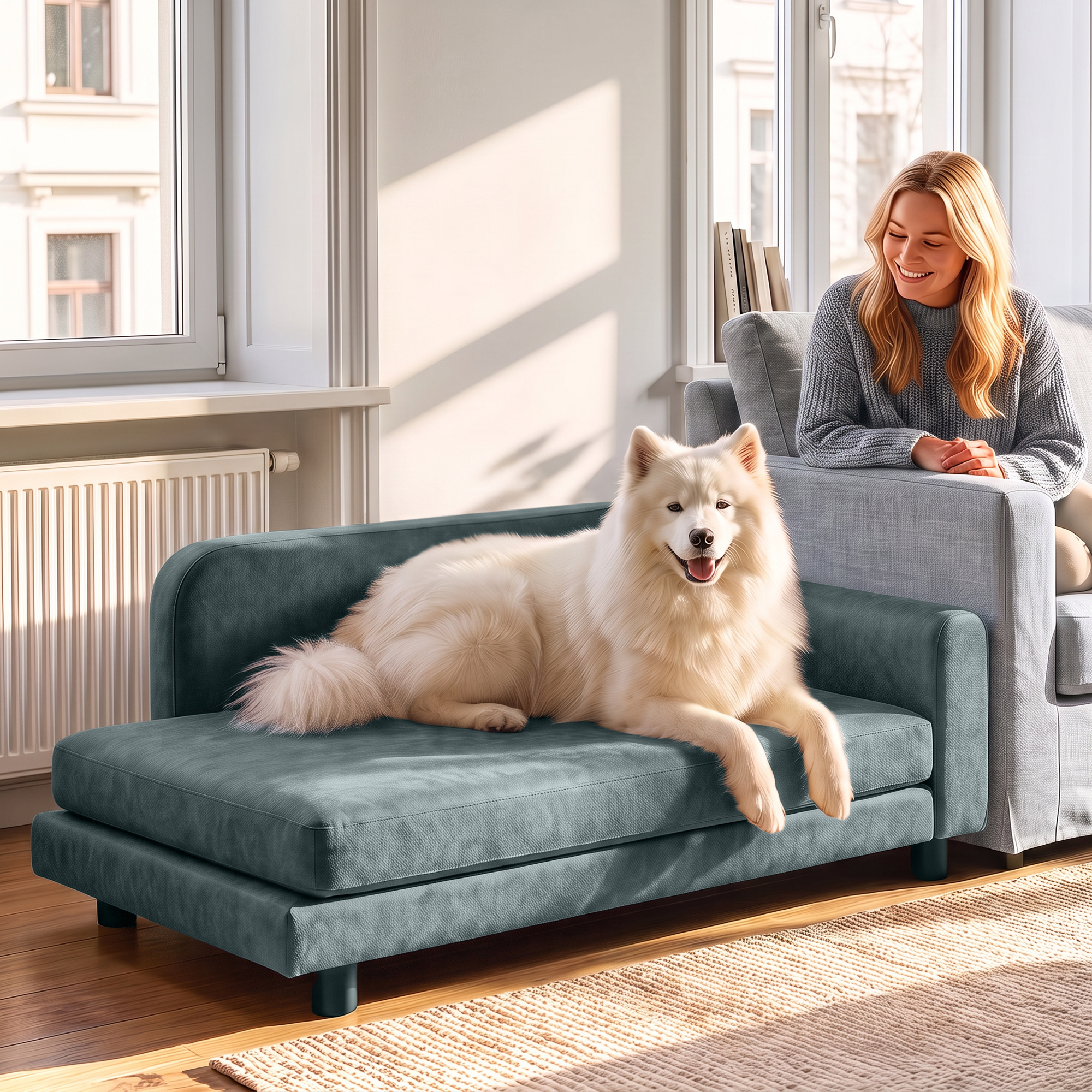 Hundesofa XL orthopädisches Hundebett mit Rückenlehne Abnehmbar Kissen für große Hunde unter 35 kg
