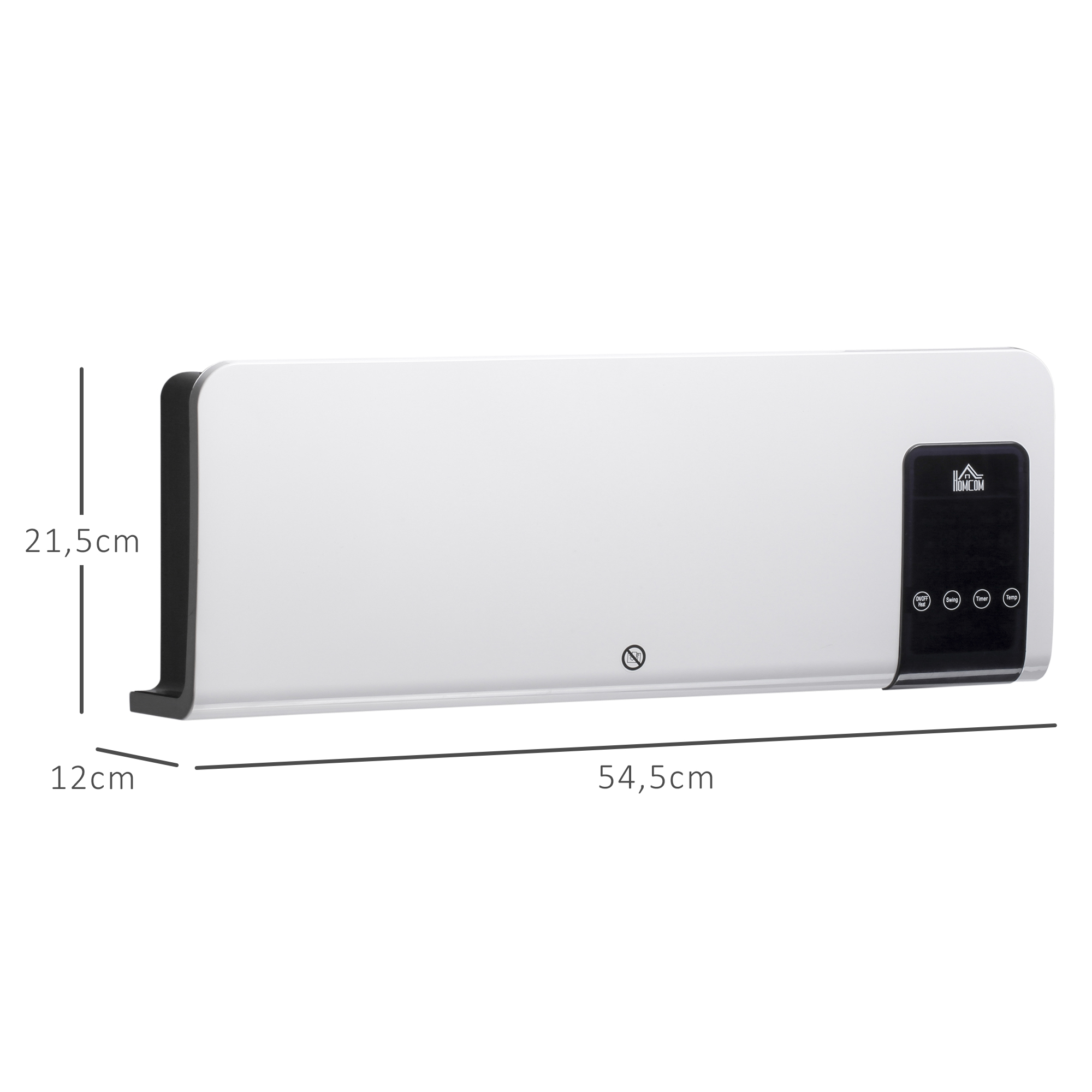 Elektro-Heizung, Wandmontage, Schwingfunktion, 2 Modi, Timer, LED-Anzeige, Weiß