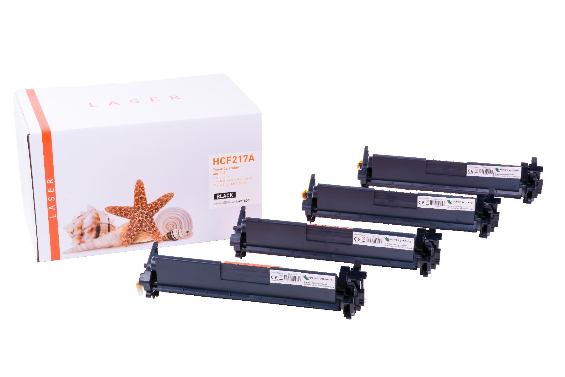 4er Set CF217A alternativ Toner schwarz für HP / CF217A / 4x1.600 Seiten 4er Set CF217A alternativ Toner schwarz für HP / CF217A / 4x1.600 Seiten