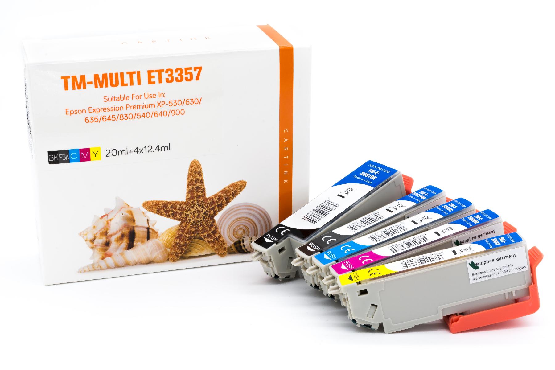 Multipack T3357 alternativ Tinte für Epson / C13T33574010 /33XL / BK20ml/C,M,Y,PBK12,4ml