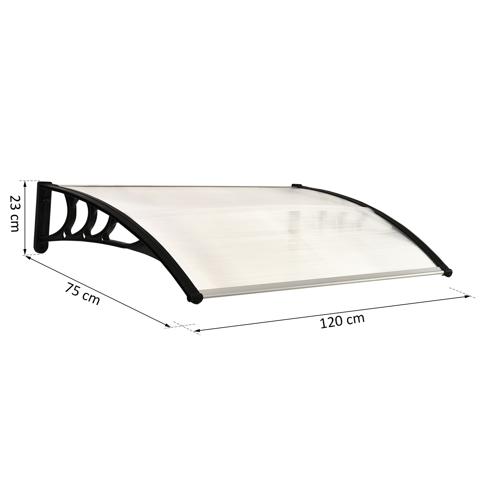 Vordach Haustürvordach 75 x 100 cm Pultvordach Überdachung Polycarbonat Weiß