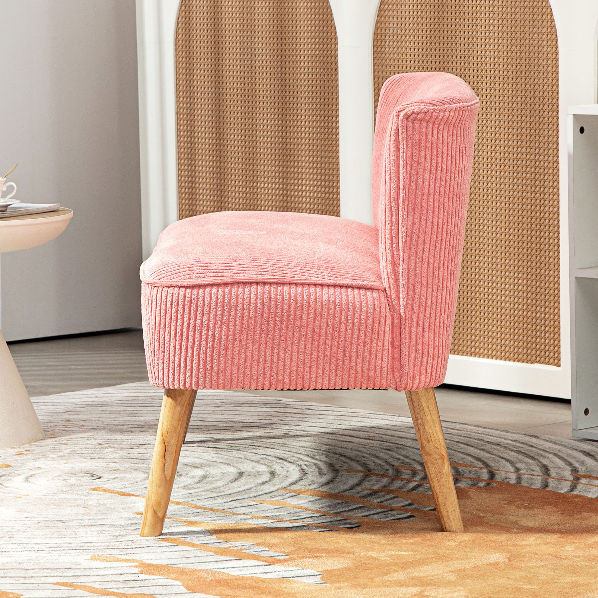 Zweisitzer-Sofa, elegantes Skandi Design, massiver Holzrahmen, bis 150 kg, 117 x 56,5 x 77 cm, Rosa