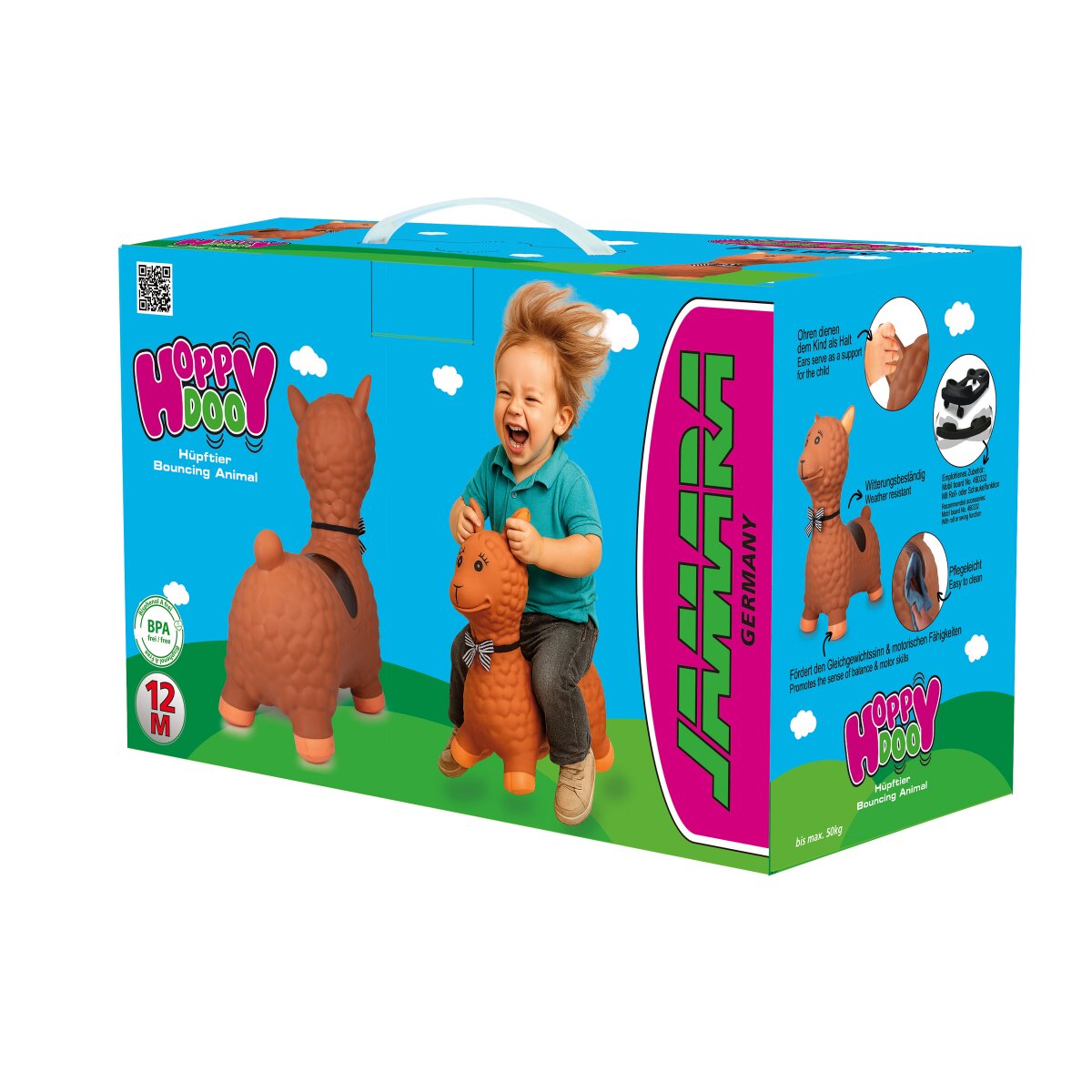Hüpftier Lama HoppyDoo braun mit Pumpe