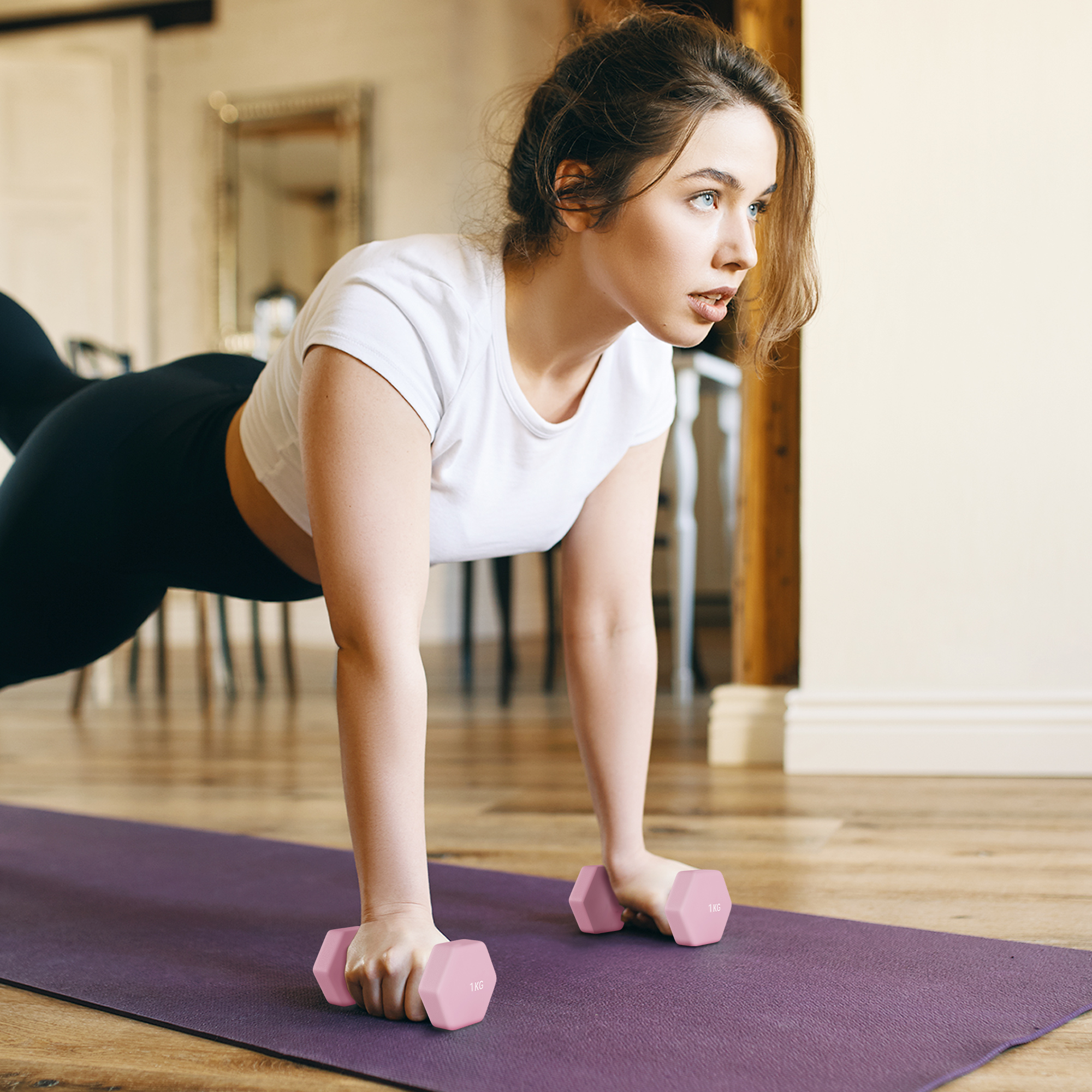 Hantelset, 6er Set Hanteln mit Gewichten, Kurzhantelset aus Stahl, 1kg, 1,5kg, 2kg