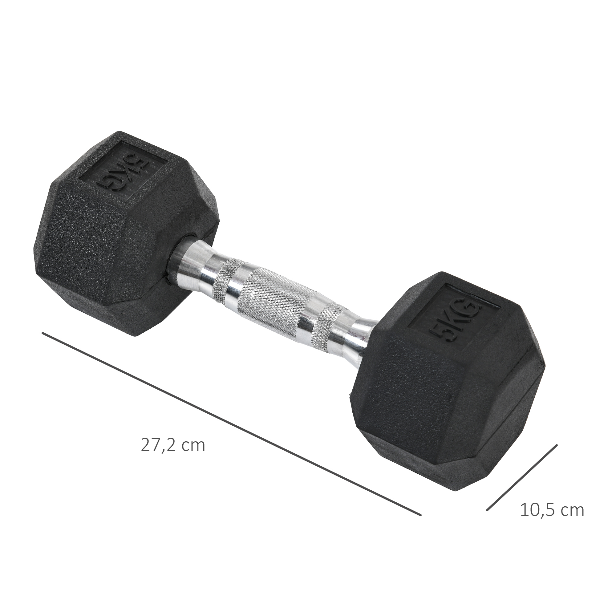 Hexagon Hanteln, 2er Set Hanteln mit gerändeltem Griff, Kurzhantelset aus Gusseisen, 2 x 5 kg, Kurzhanteln für Männer Frauen, Zuhause, Fitnessstudio, Krafttraining