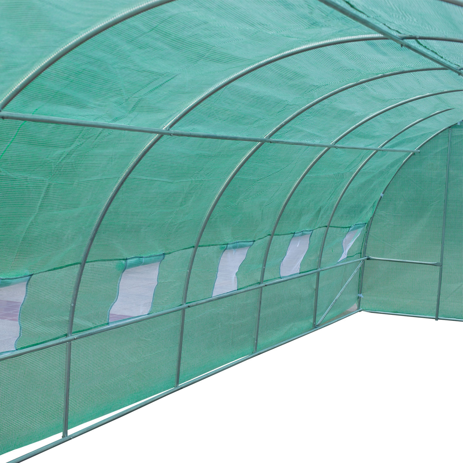 Gewächshaus 800x300x200cm Foliengewächshaus Tomatenhaus mit Tür, 12 Fenster, Folientunnel aus verzinktem Stahl, PE, stabiles Treibhaus Pflanztunnel, inkl, Erdanker & Seilen, Grün