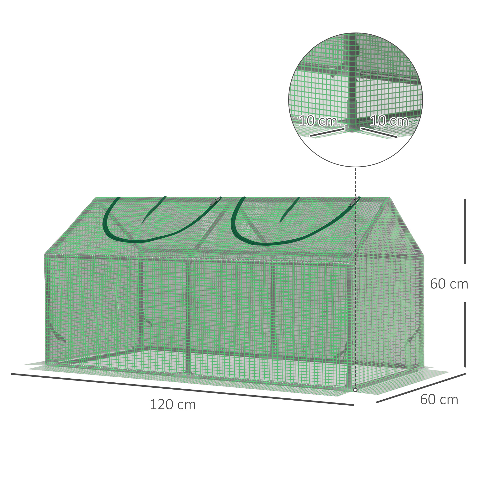 Foliengewächshaus mit Fenster PE Treibhaus Tomatenhaus Frühbeet 120 x 60 x 60 cm Grün