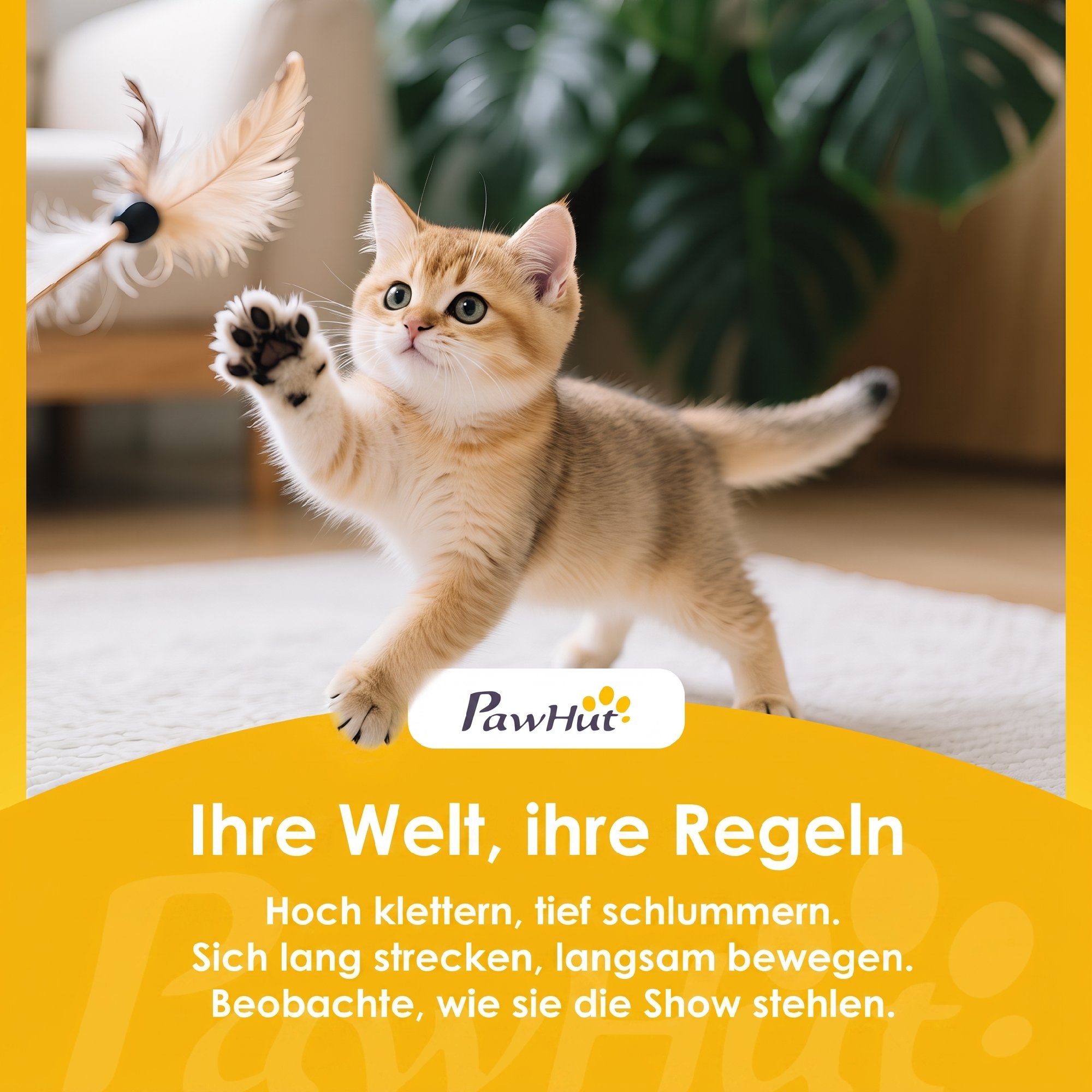 Kratzbaum 53 cm hoch Katzenbaum mit Höhle, Baumstamm-Design, Jutestämme, 2 Bälle  für 1-2 Katzen unter 5 kg, Braun+Grün