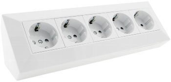 5-fach Steckdosenblock, weiß - 250V~/ 16A, Aufbaumontage 5-fach Steckdosenblock, weiß - 250V~/ 16A, Aufbaumontage