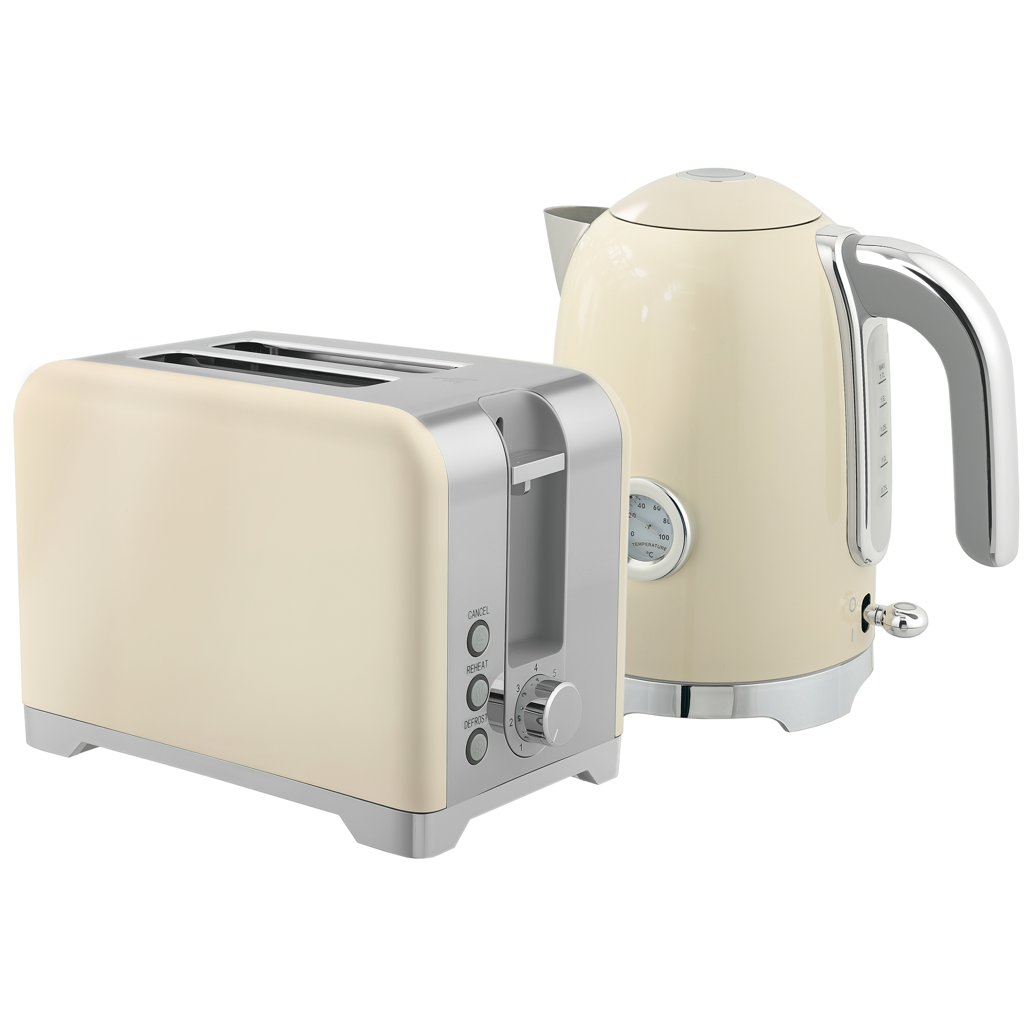 Wasserkocher- und Toaster-Set, 2200W, 7 Bräunungsstufen, versch. Funktionen, Creme Wasserkocher- und Toaster-Set, 2200W, 7 Bräunungsstufen, versch. Funktionen, Creme