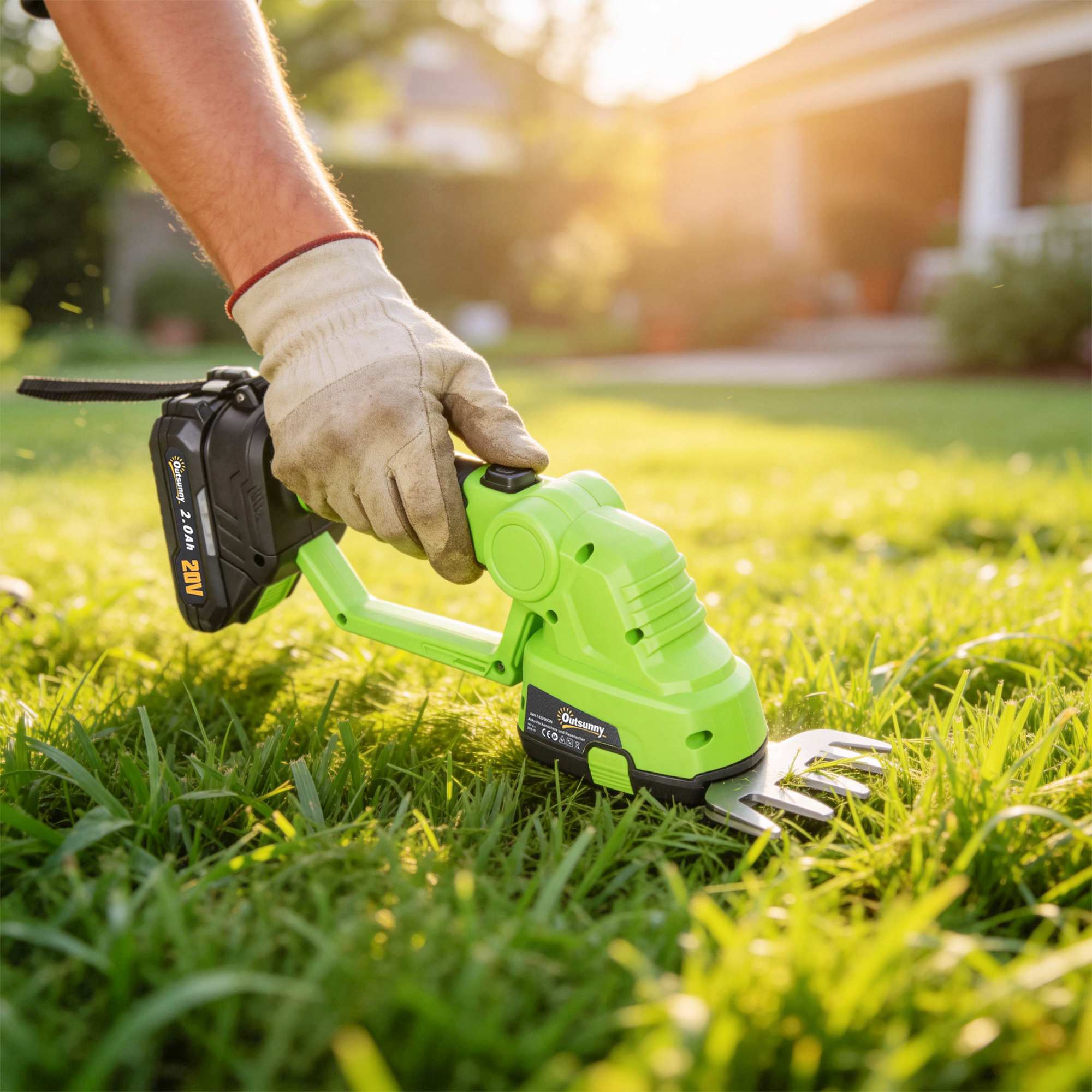 2-in-1 Akku Heckenschere Elektrischer Hecken & Strauchschere mit 20/10cm Schnittlänge, Ladegerät