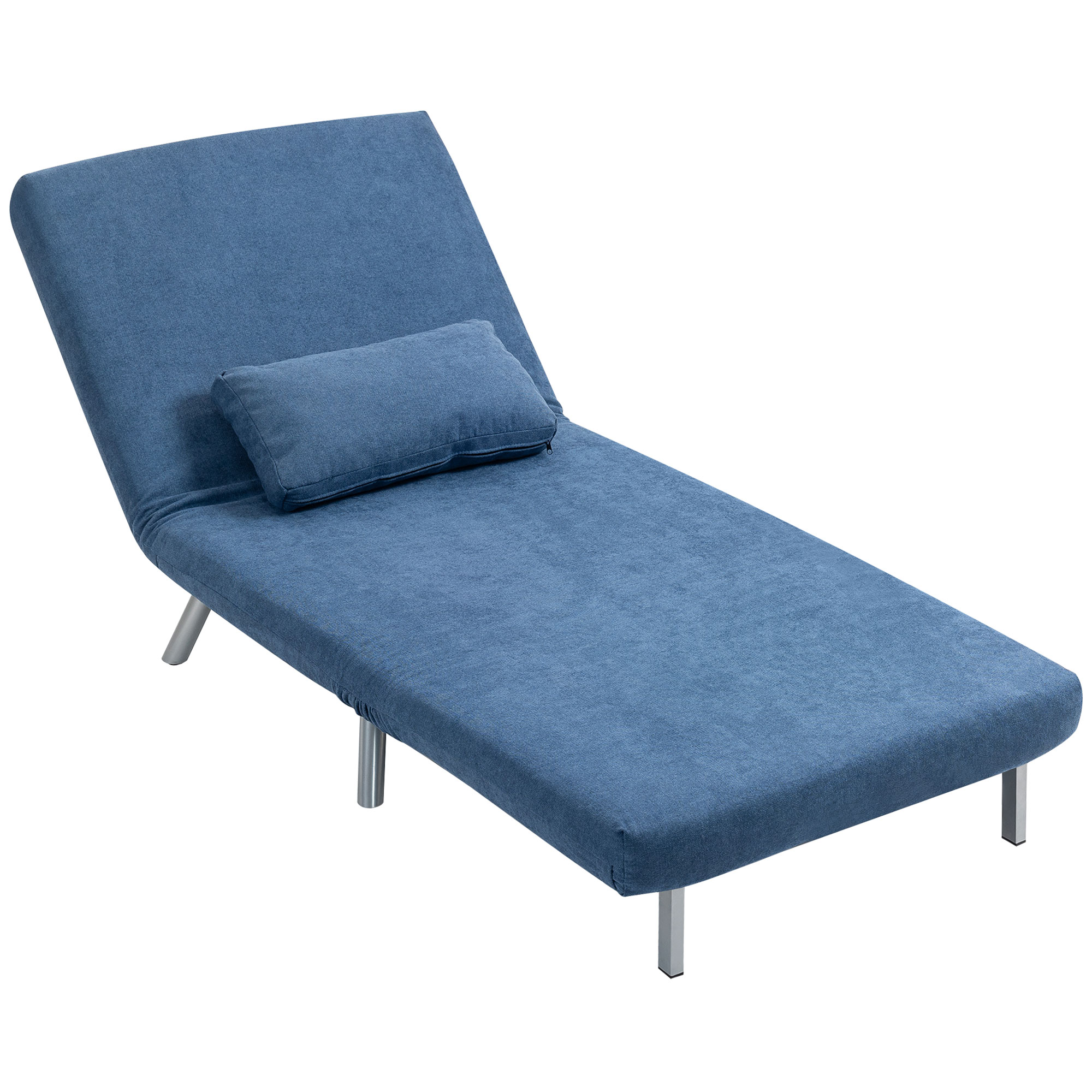 Polstersessel mit Bettfunktion, 3-in-1 Design, Schlafsessel, Gästebett, Stoffbezug, mit Kissen, Blau