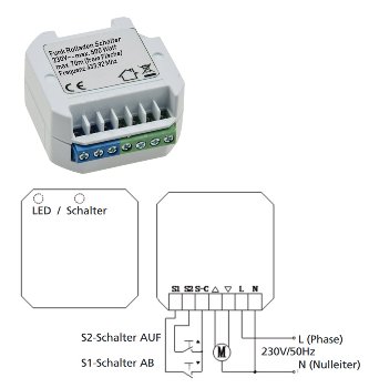 Funk-Empfänger RS für "Pilota Casa", max. 500W, für Rolladen-Steuerung
