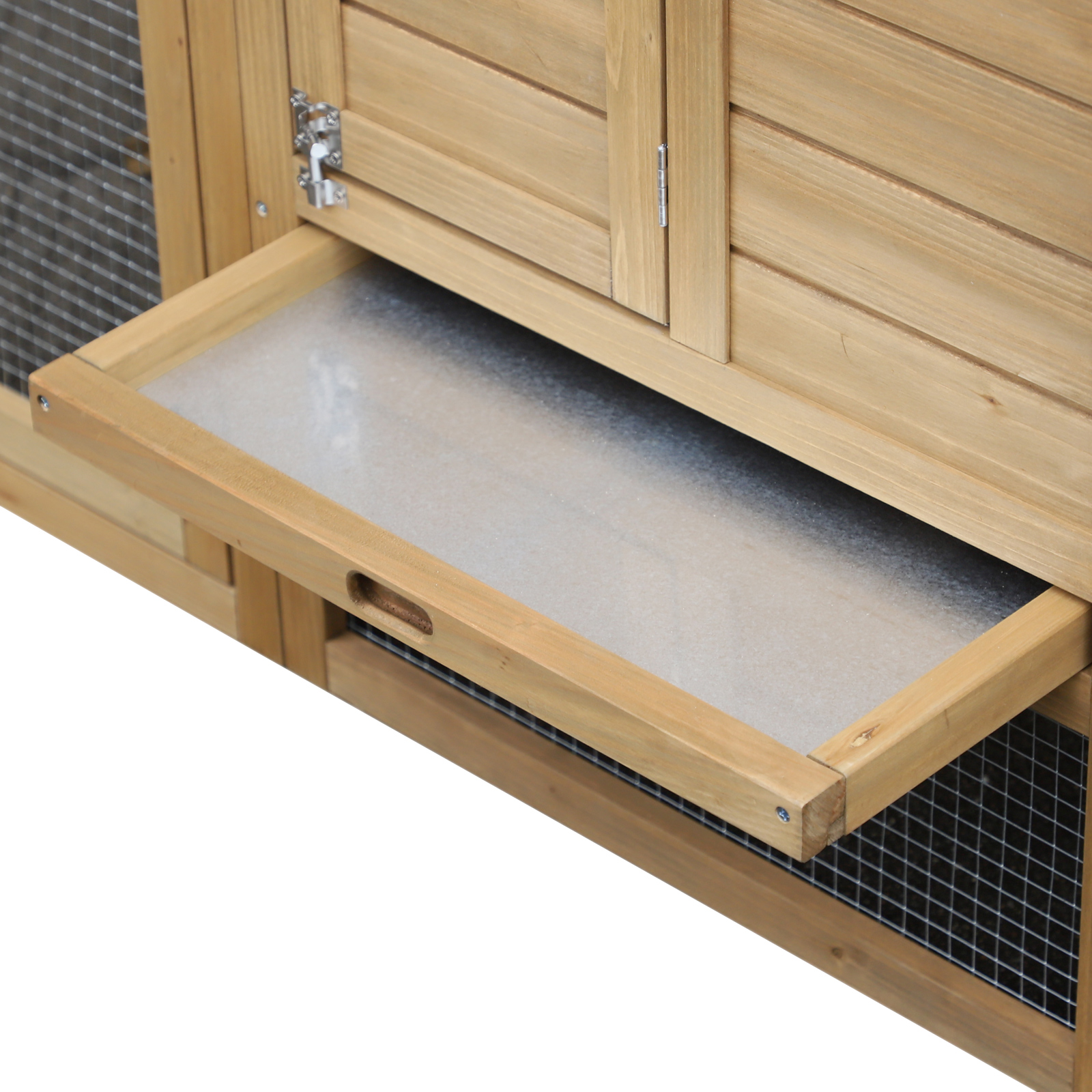 Hühnerstall Hühnerhaus aus Holz 151,5 x 54 x 87 cm, Freilaufgehege mit 2 Ebenen, 2 Türen, Nistkasten, wasserfestem Dach, Auslauf, Rampe, Hühnergehege für Garten, Natur
