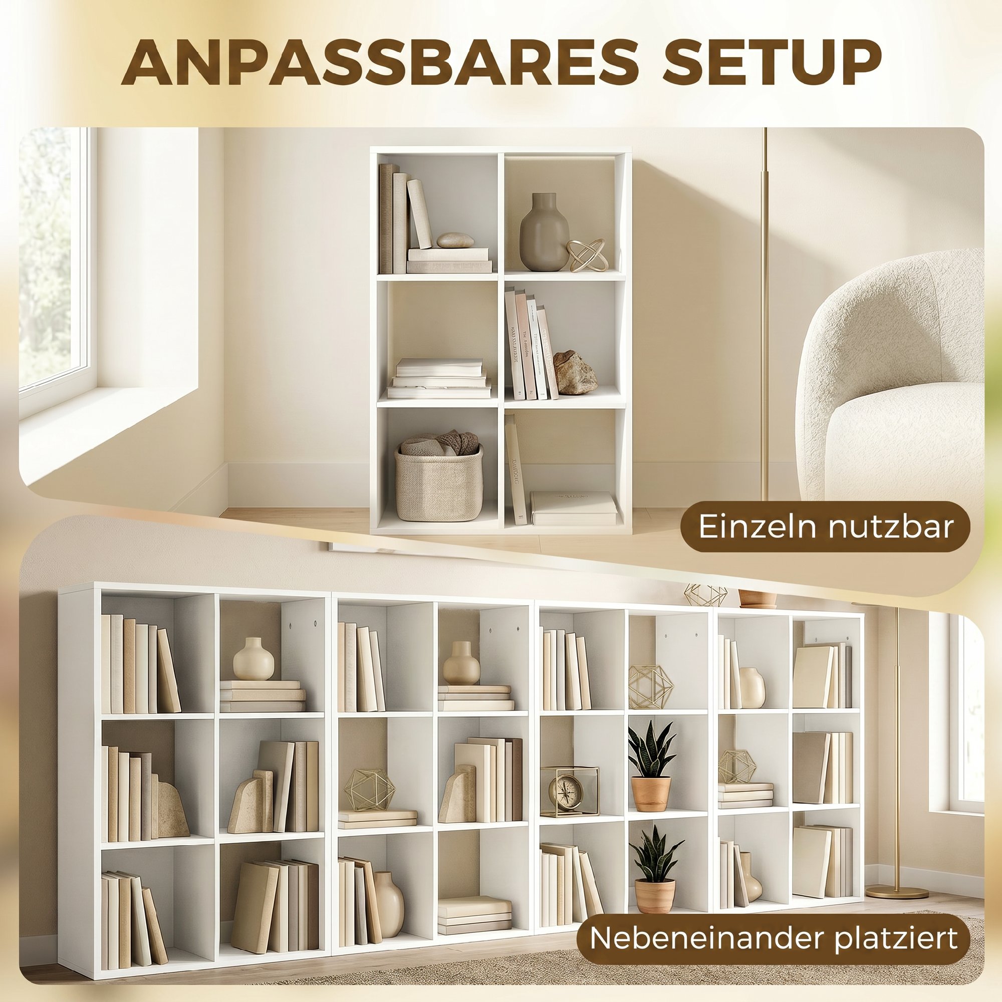 Bücherregal Standregal mit 3 Ebenen Schmal Regal mit Kippschutz Aufbewahrungsregal für Wohnzimmer Schlafzimmer Büro Weiß