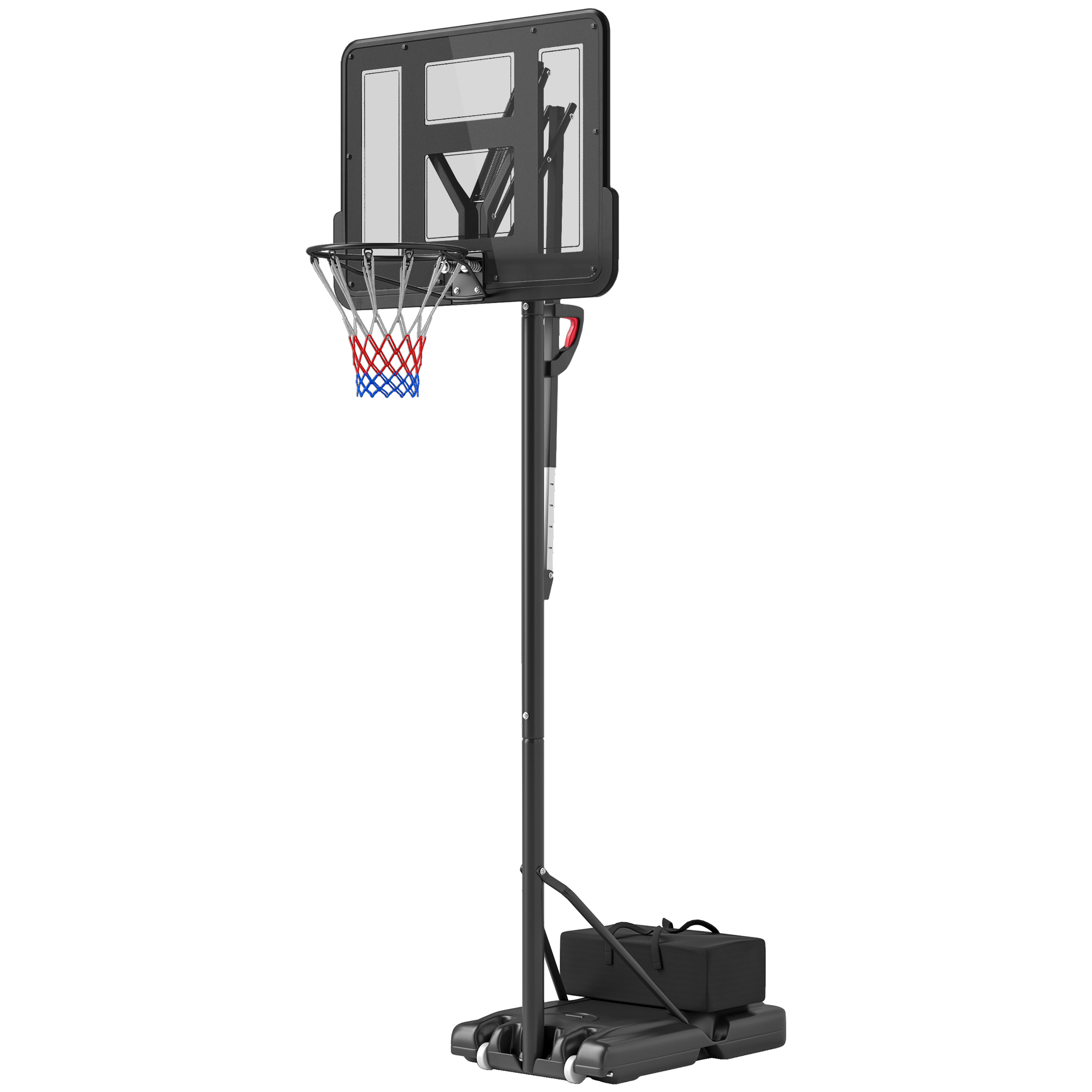 Basketballständer, höhenverstellbare Korbhöhe 235-305 cm, befüllbare Basis mit Rädern, Schwarz