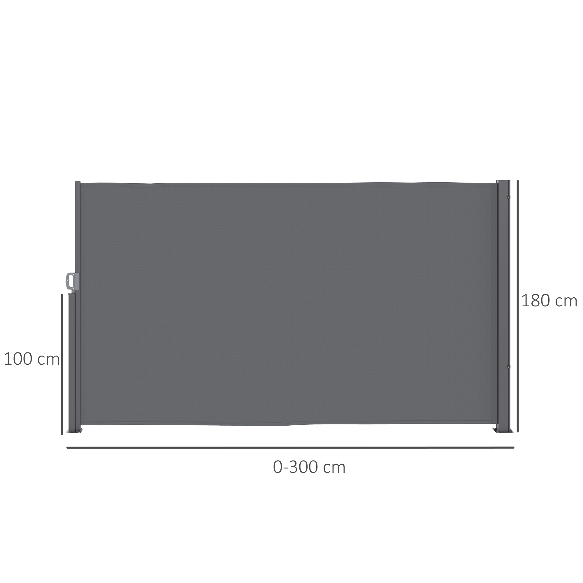 Seitenmarkise ausziehbar blickdicht Sichtschutz mit Wandhalterung  Beschichtung 300x180cm Dunkelgrau