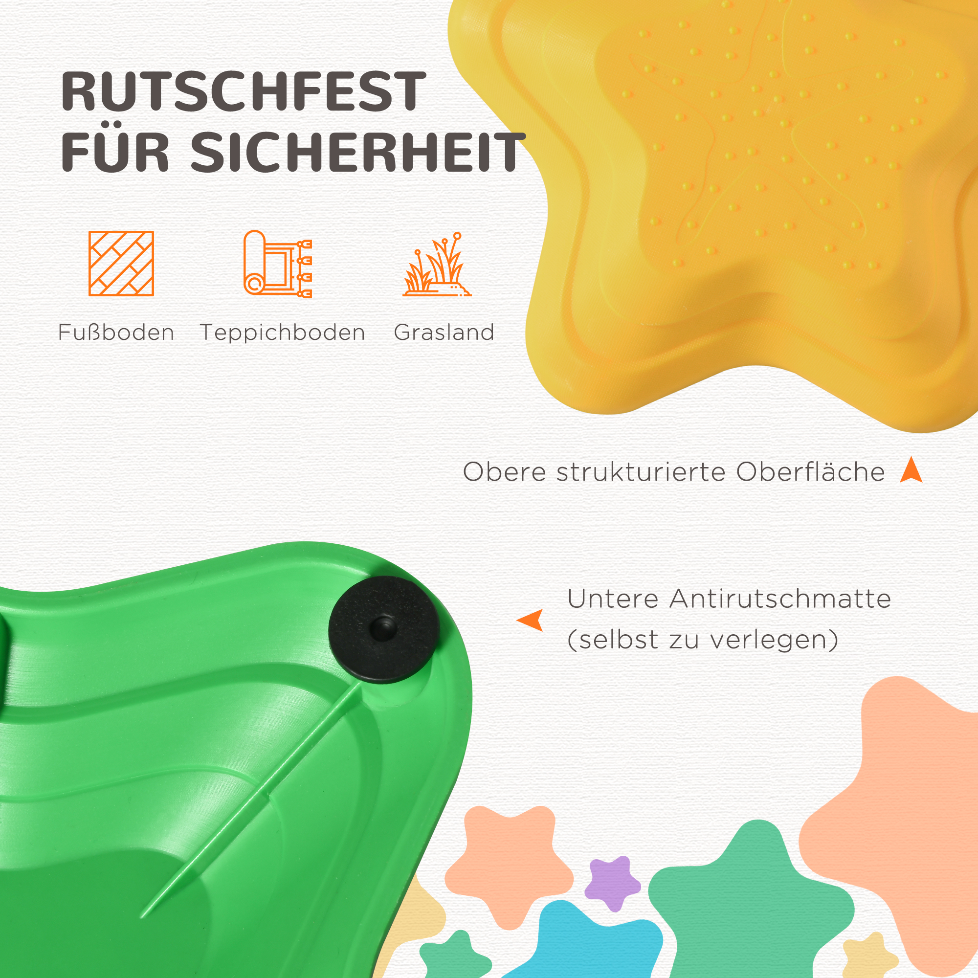 Trittsteine-Set für Kinder ab 3 Jahren, 11 Steine, rutschfest, bis 80 kg, Seestern-Design