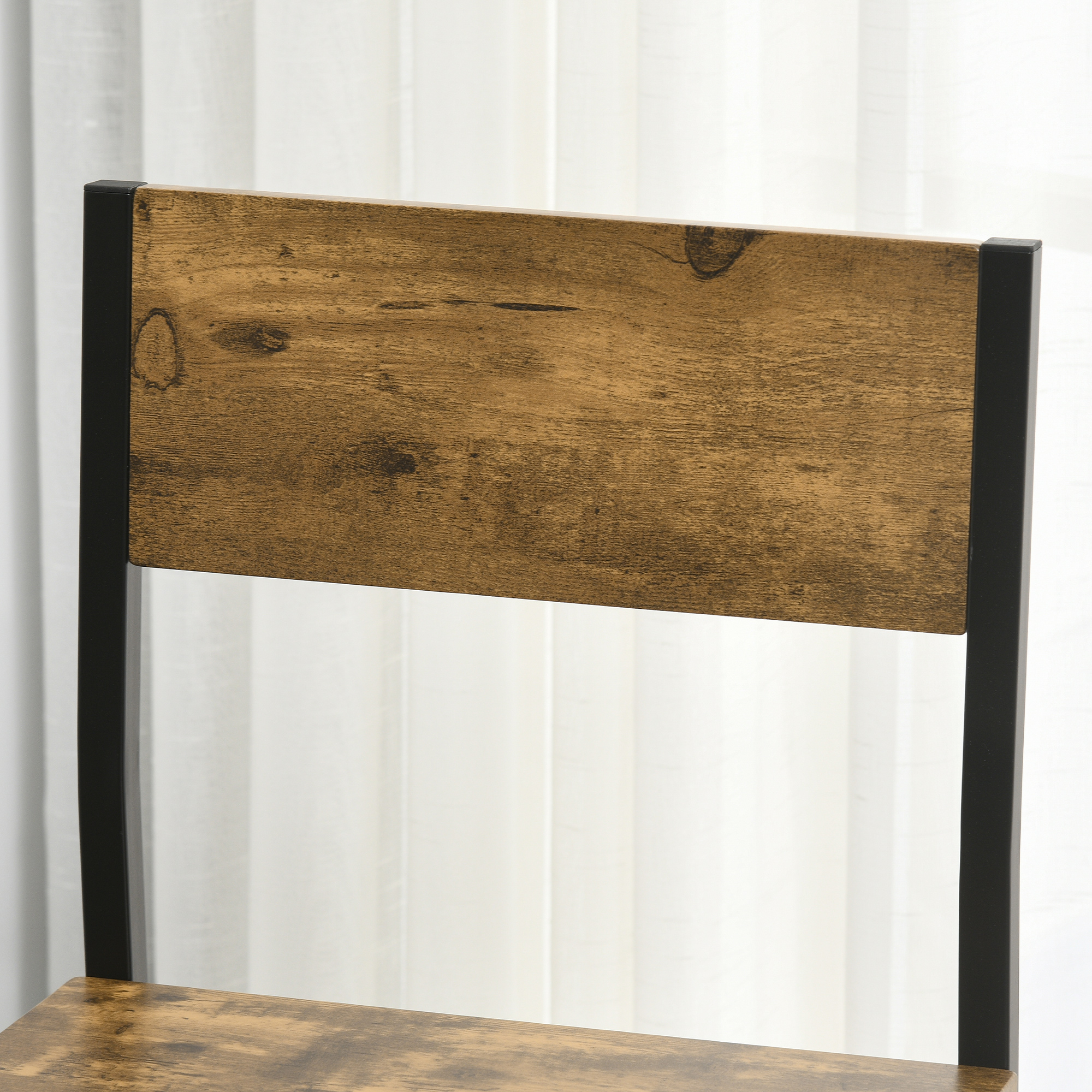 3-teiliges Bar-Set, Stehtisch, 2 Stühle, MDF, Metallrahmen, wasserfest, Braun