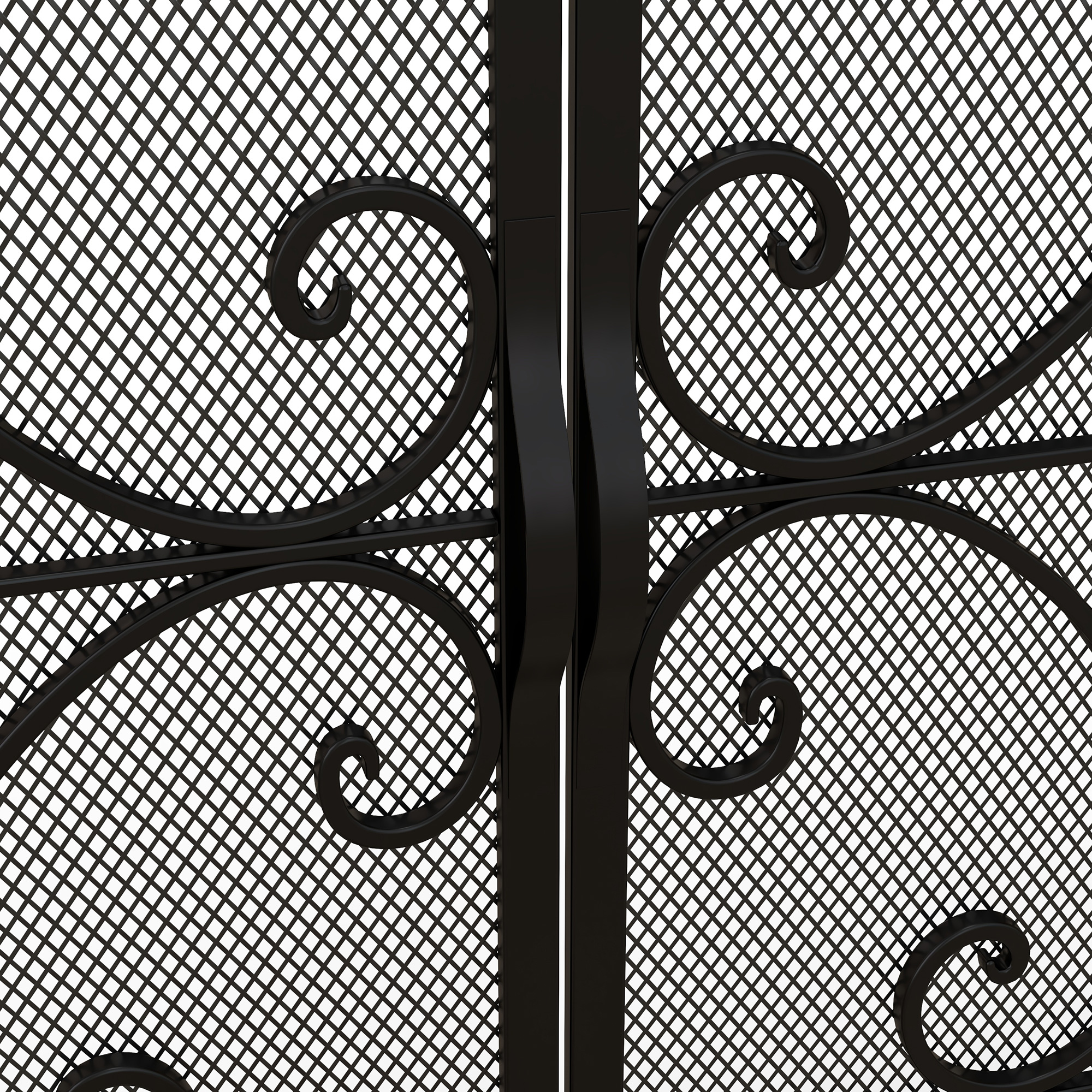Funkenschutz für Kamine, elegantes Muster, doppeltürig, magnetische Türen, Schwarz, 105 x 40 x 80,5 cm