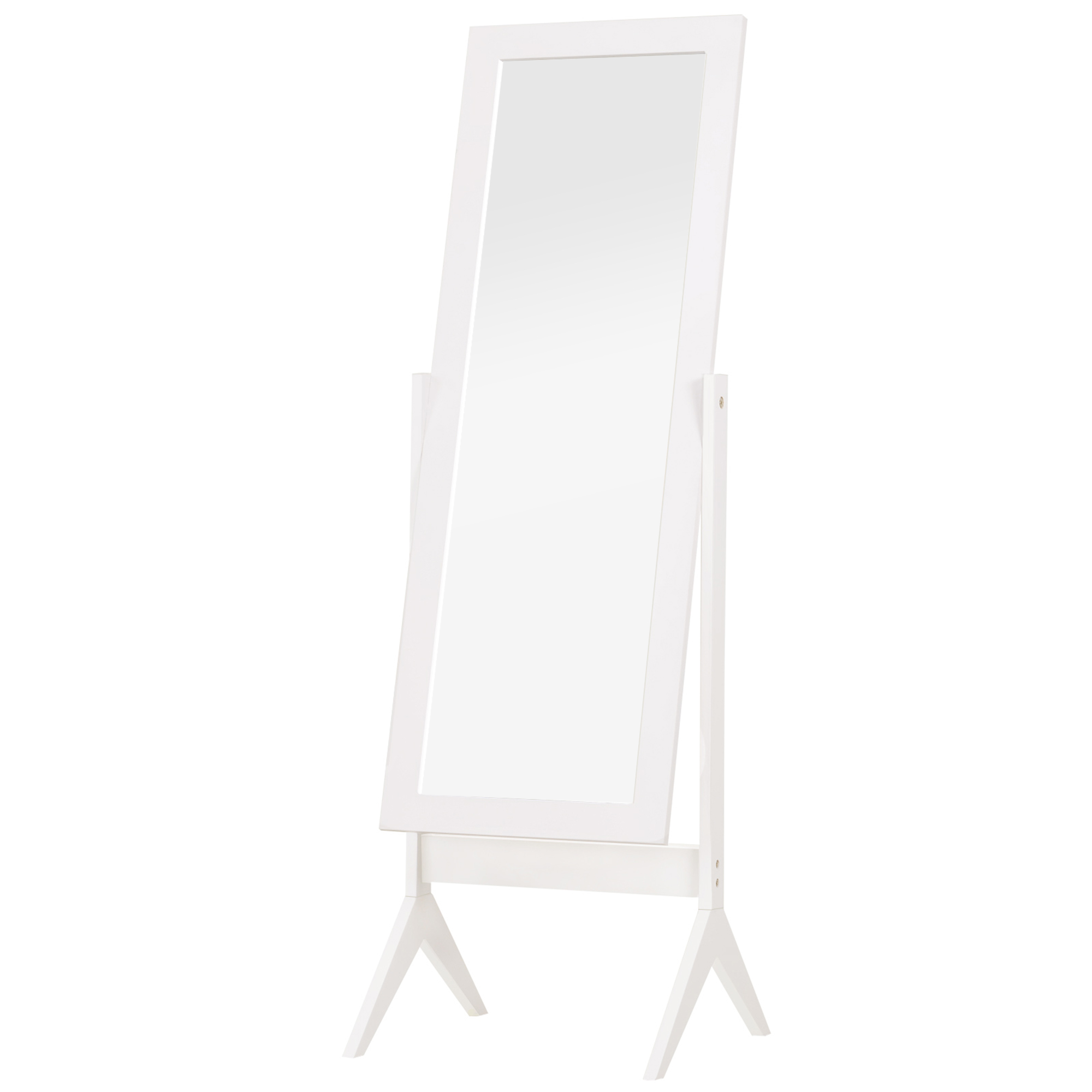 Standspiegel Ganzkörperspiegel Schminkspiegel erhöhte Füße Pflegeleicht MDF Weiß 47 x 46 x 148 cm