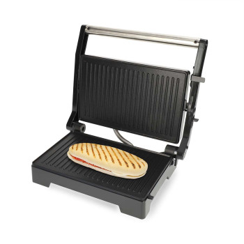 Panini-Grill und Kontaktgrill mit Antihaftbeschichtung und Überhitzungsschutz 1000W schwarz