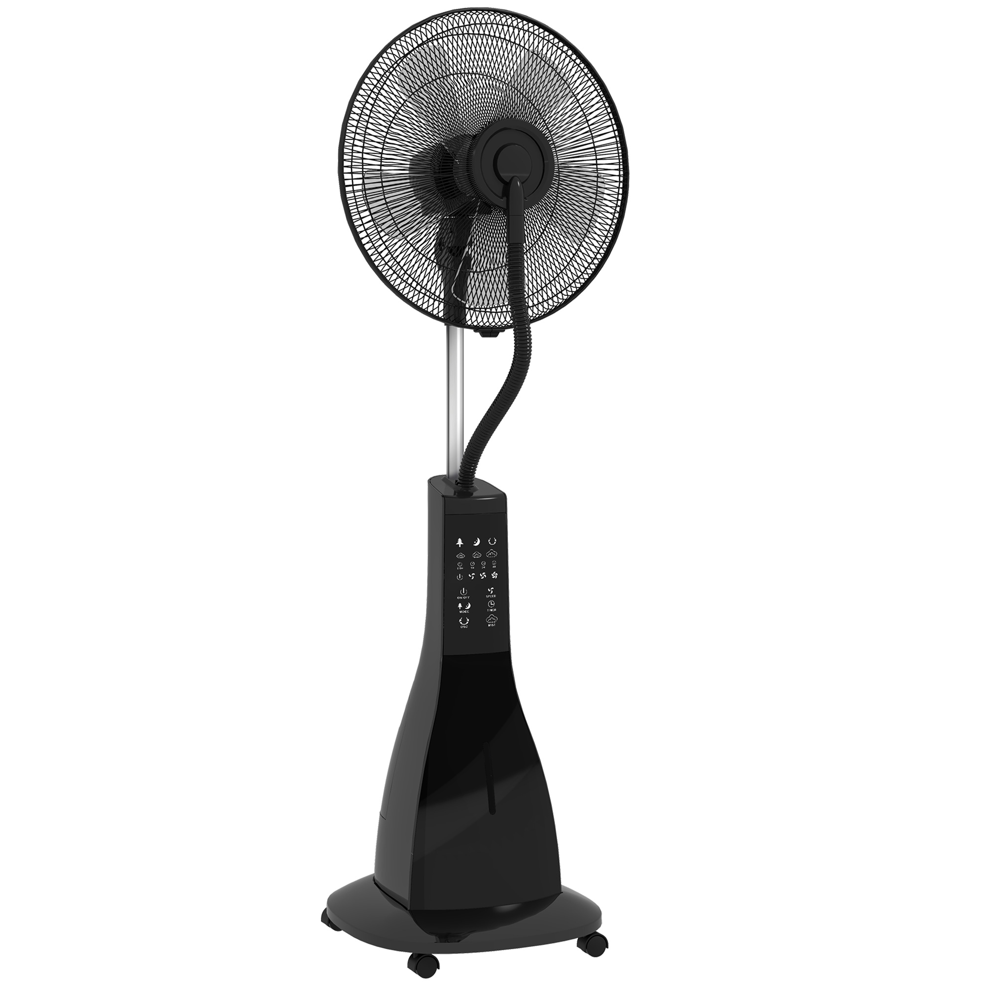 Standventilator mit Luftbefeuchtung, leise, mobil, Fernsteuerung, Schwarz