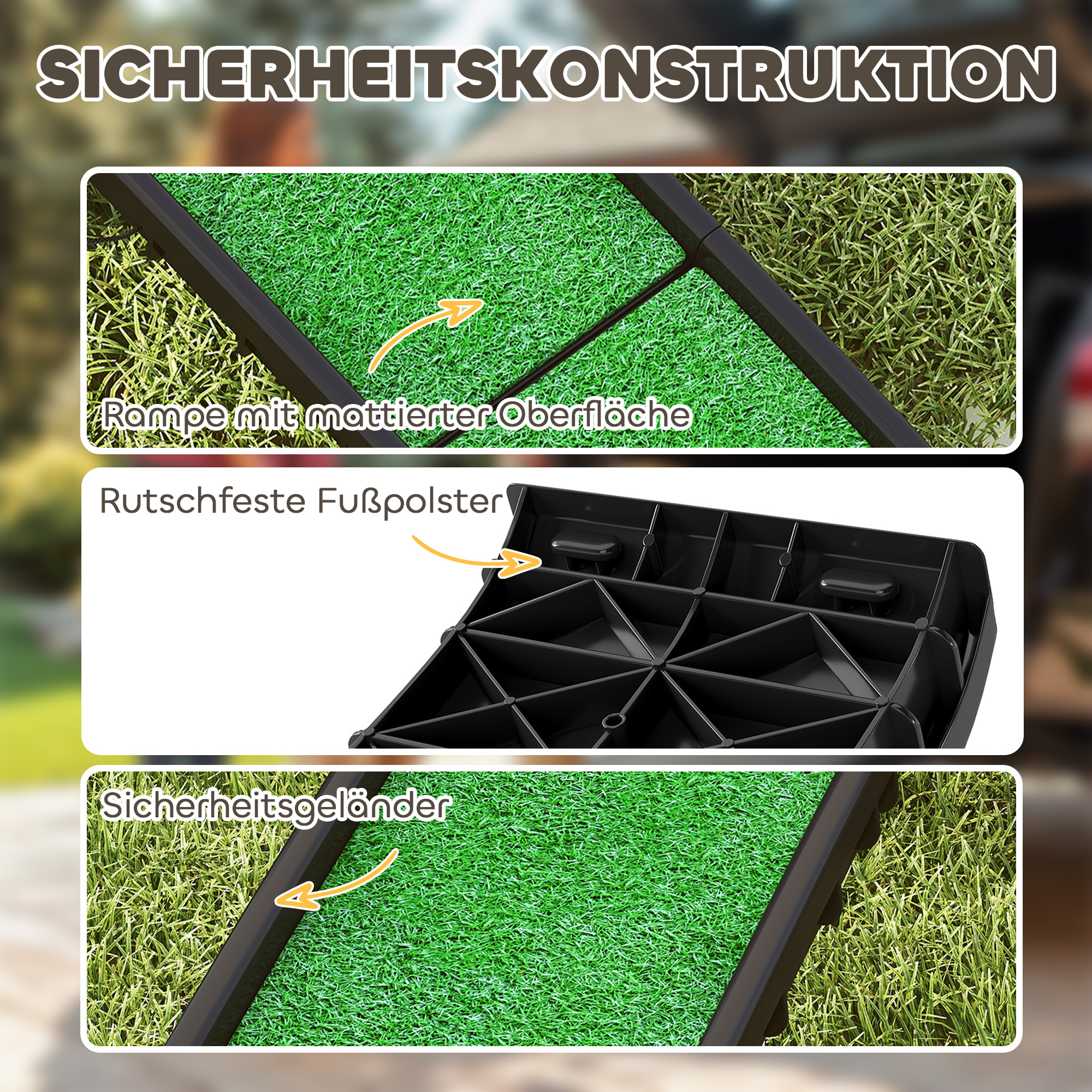 Hunderampe klappbar Hundetreppe rutschfest Einstiegshilfe für Kofferraum, für Tiere bis 90 kg 155x38,5x15,5 cm Schwarz